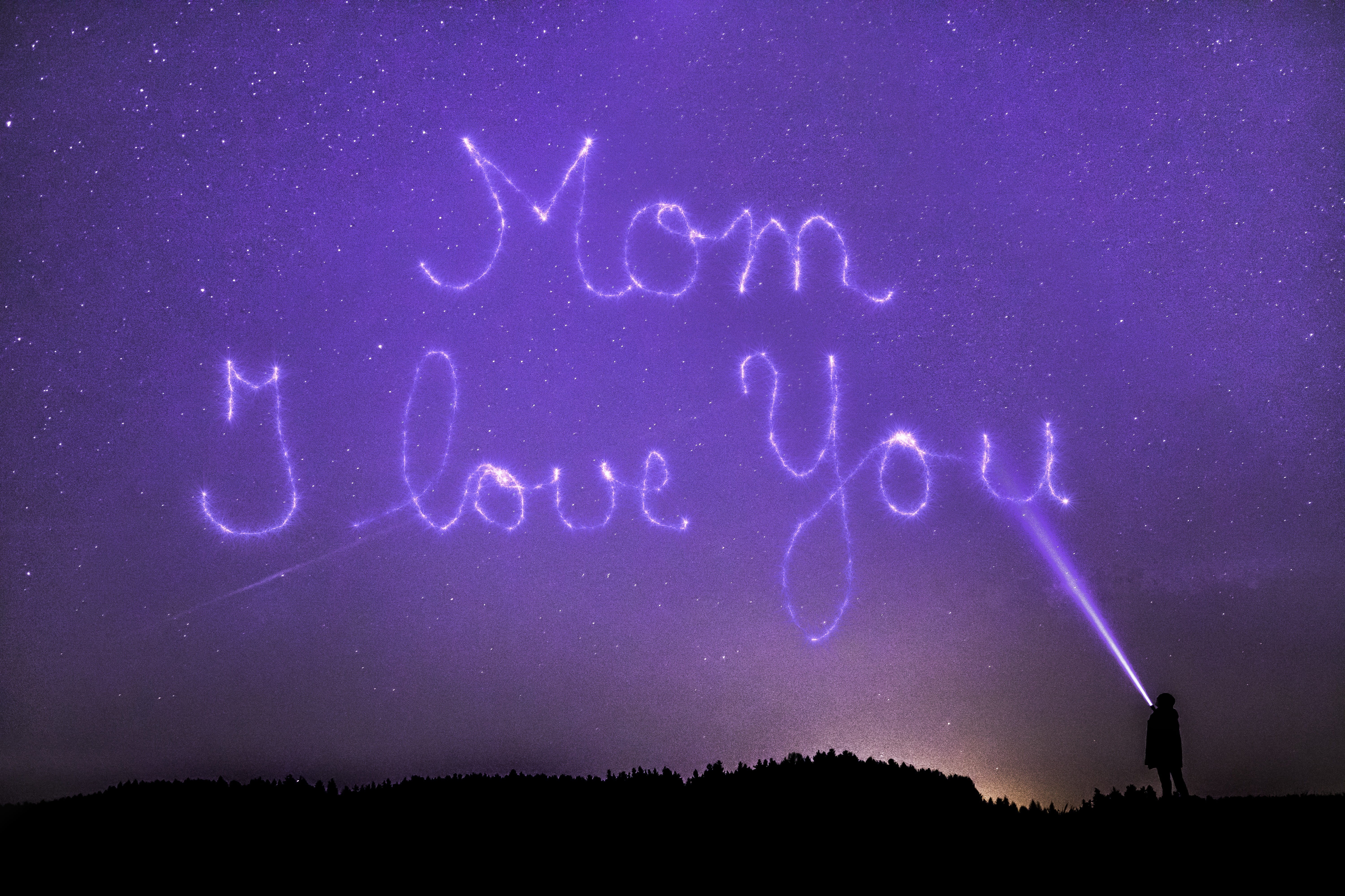 scenics - nature, connectedness, astronomy, mother, nature, outdoors, love, beauty in nature, star, communication, silhouette, purple, message, overlay, HD Wallpaper