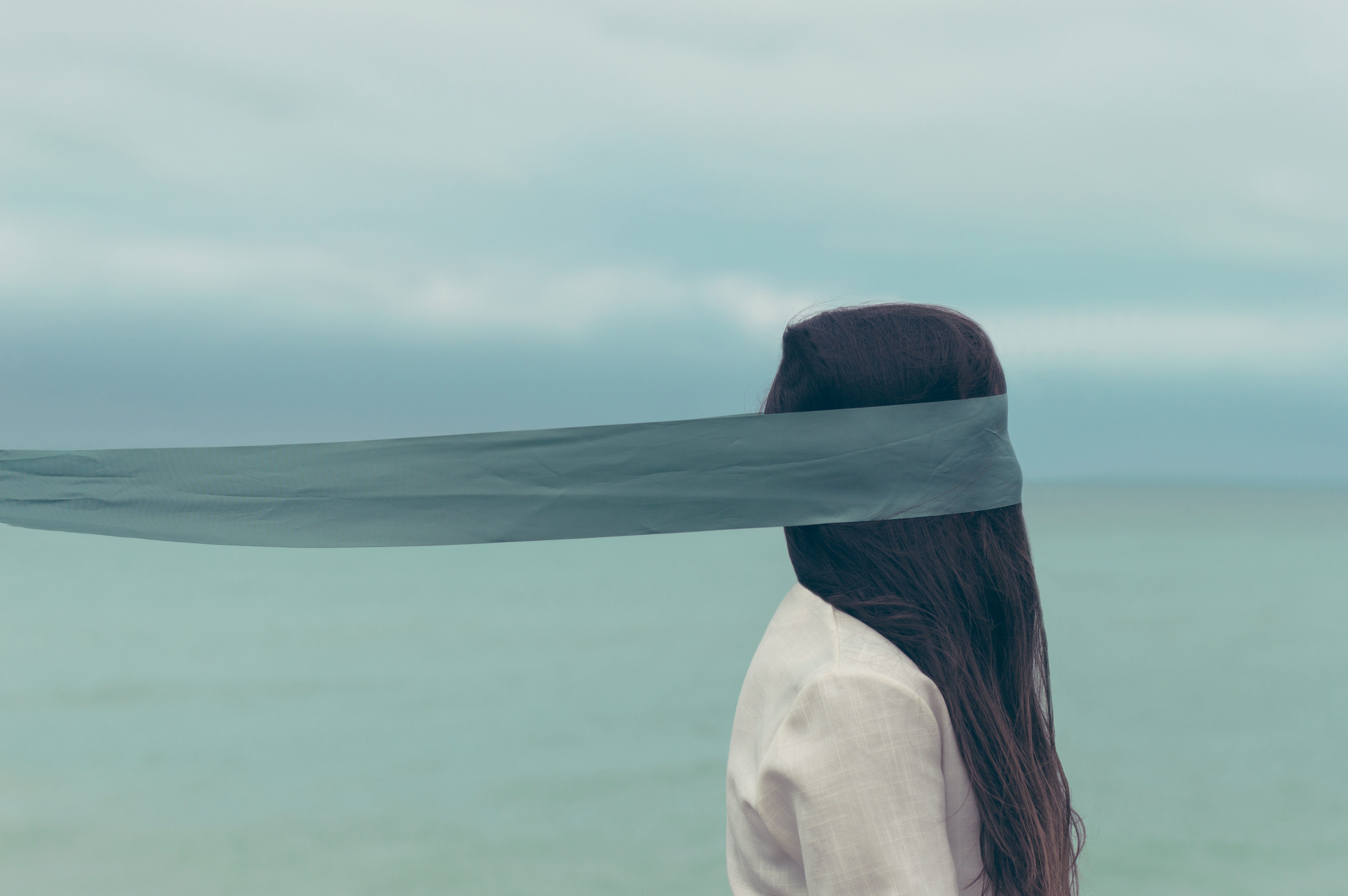 obscured face, waist up, women, woman, body, human hair, grey, gray, focus on foreground, cloud - sky, vacations, girl, close, color Image, woman in white, HD Wallpaper