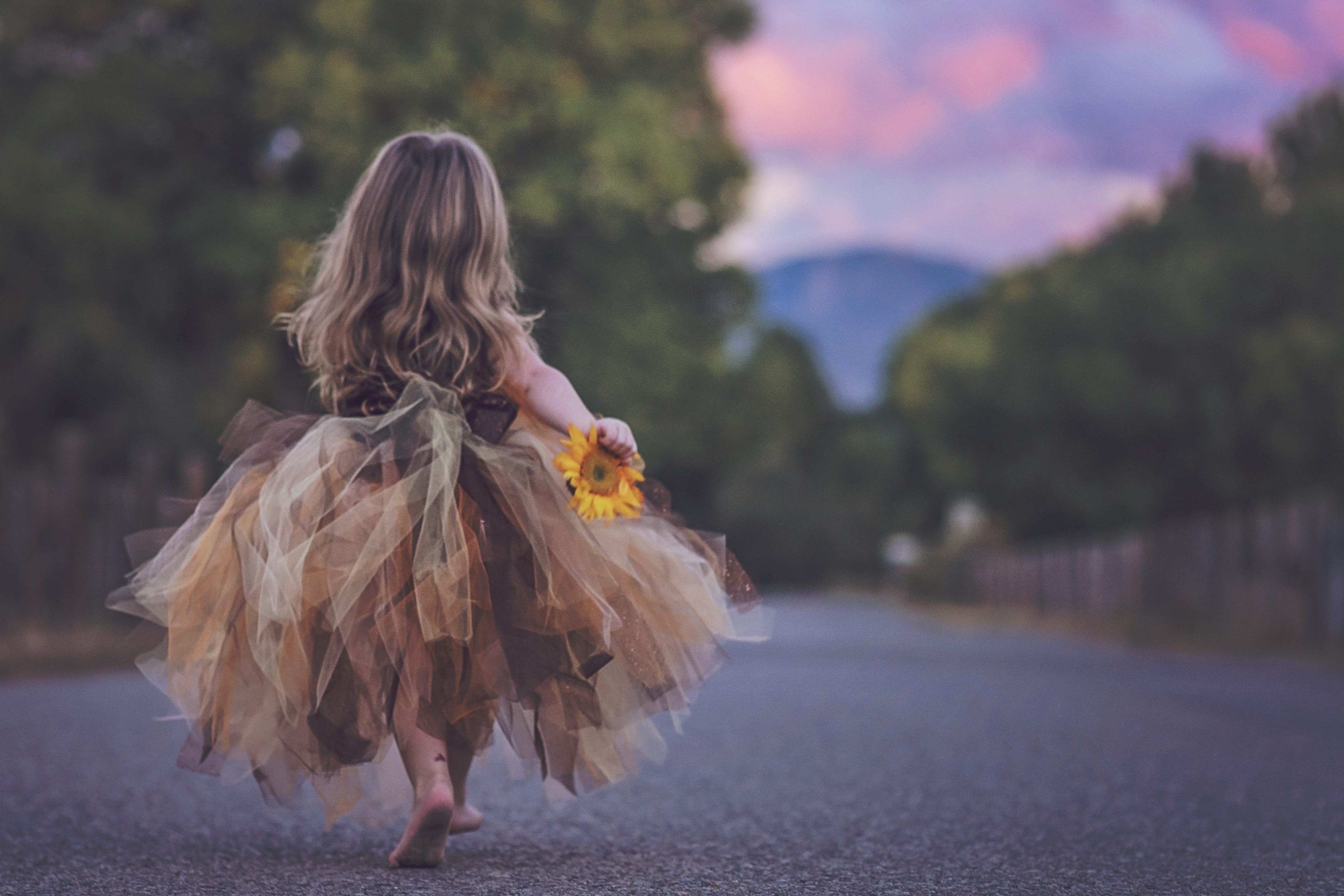 road, dress, sleeveless, beautiful, young Adult, plant, nature, destination, 4K, portrait, memories, females, brown, people, one Person, gown, long hair, HD Wallpaper