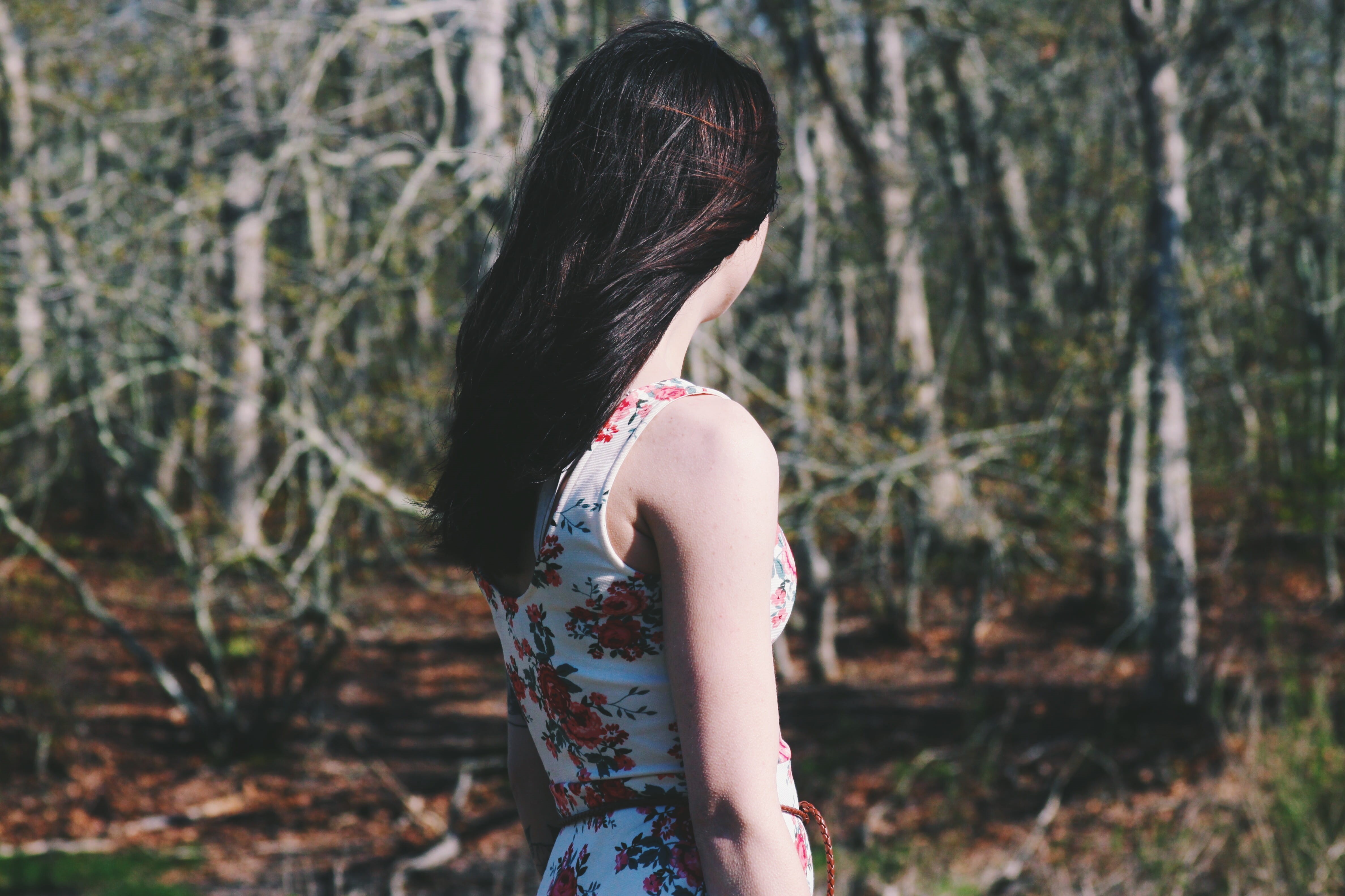 day, sleeveless, nature, beauty In Nature, looking, women, brown, young Women, brown Hair, plant, lady, woman, beautiful, brunette, adult, dress, real people, HD Wallpaper