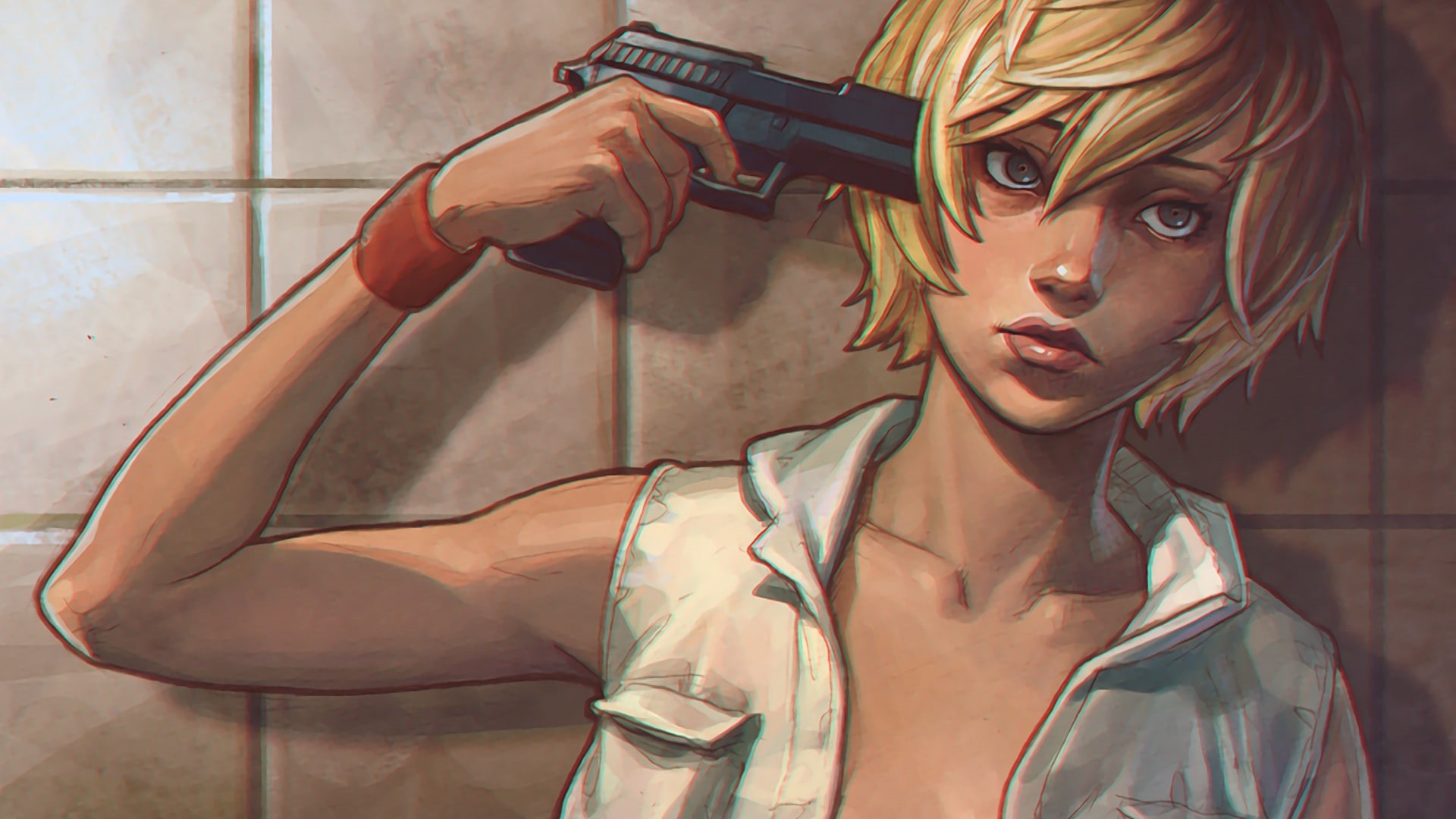 horror, silent hill 3, Heather Mason, heather, 1080P, gun, girl, HD Wallpaper