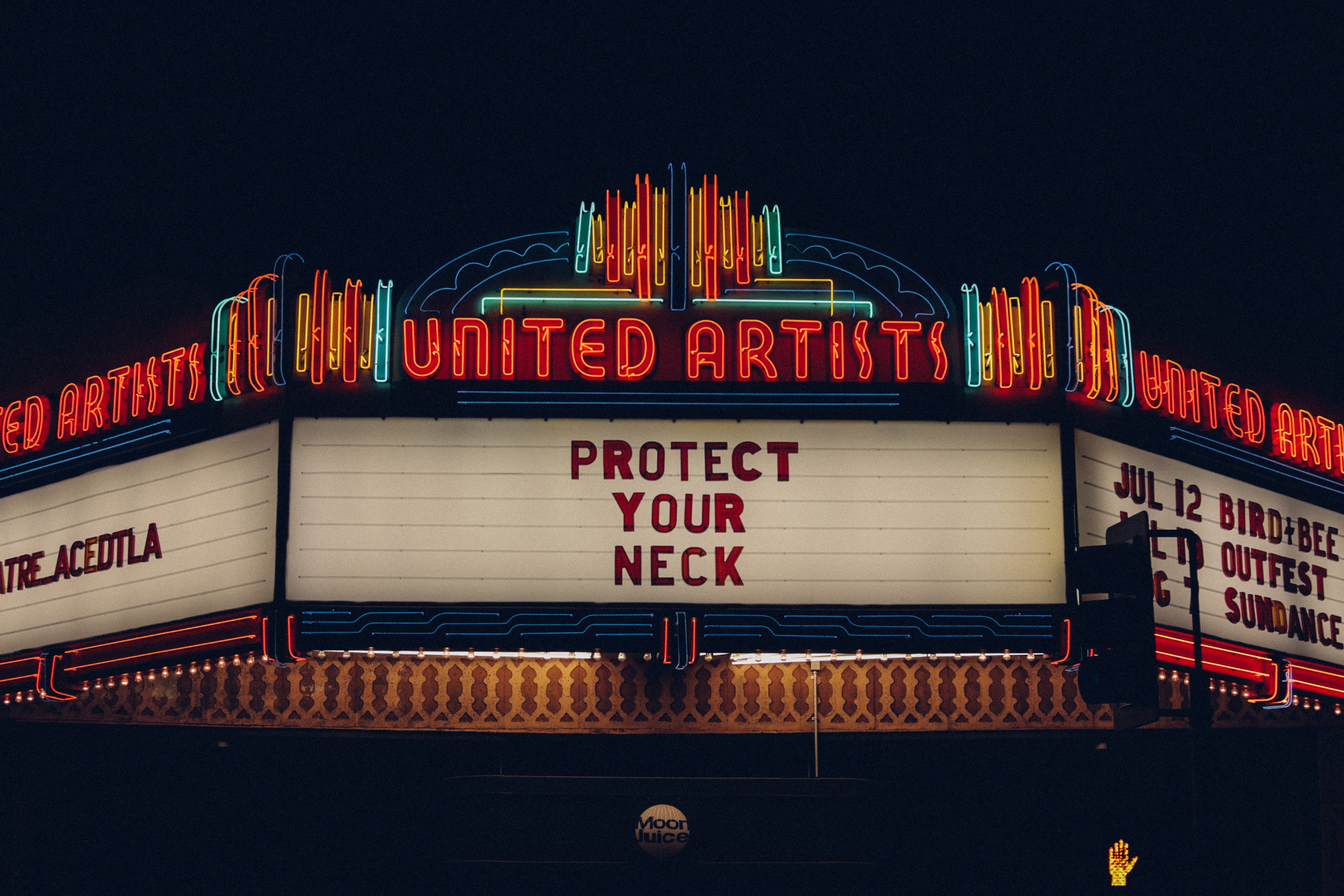 brightly lit, low angle view, sky, western script, 4K, view, sign, red, illuminated, night, artist, communication, travel destinations, theatre, no people, HD Wallpaper