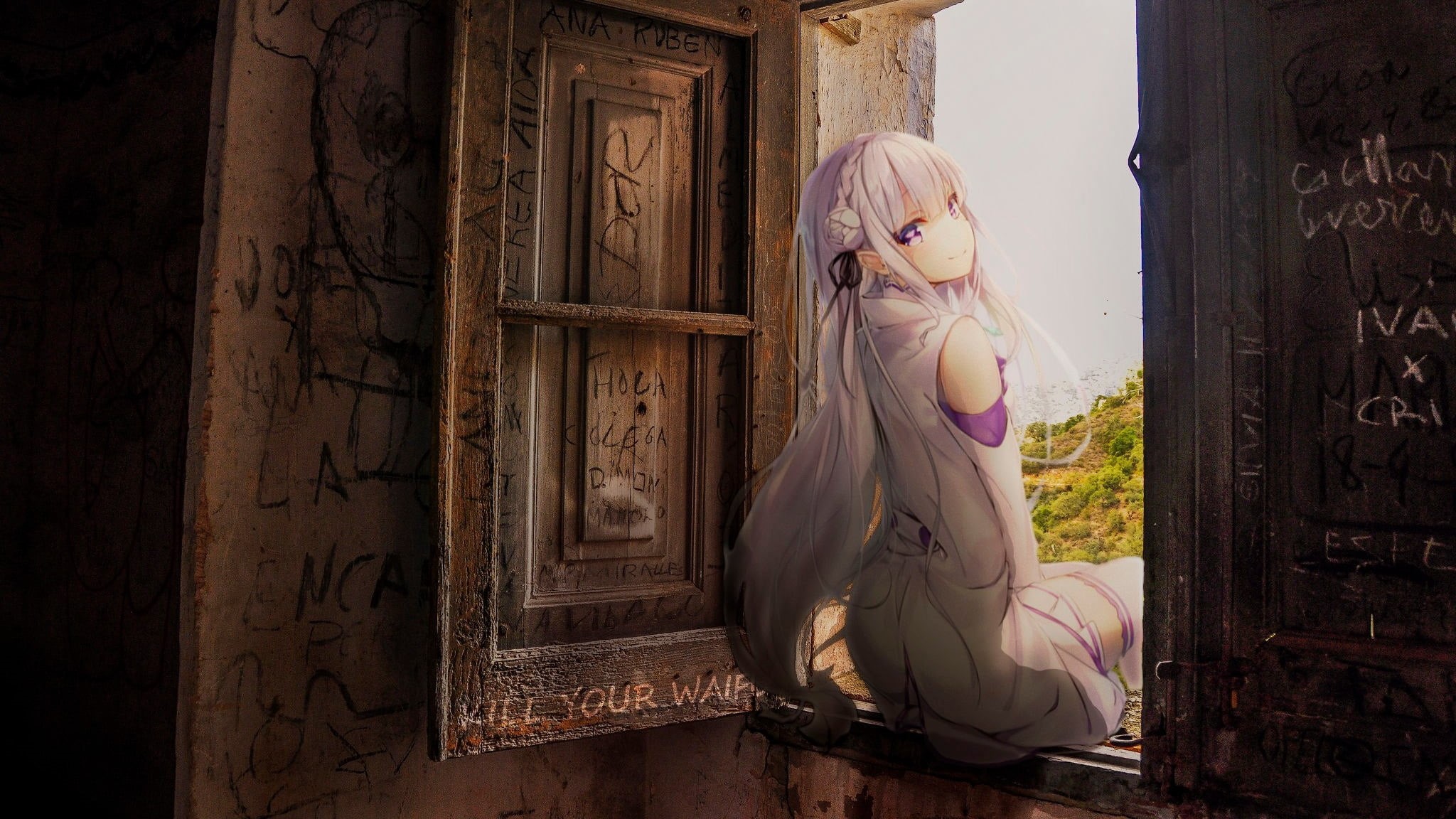 1080P, statue, belief, human representation, spirituality, no people, built structure, creativity, Re:Zero Kara Hajimeru Isekai Seikatsu, building, male likeness, HD Wallpaper
