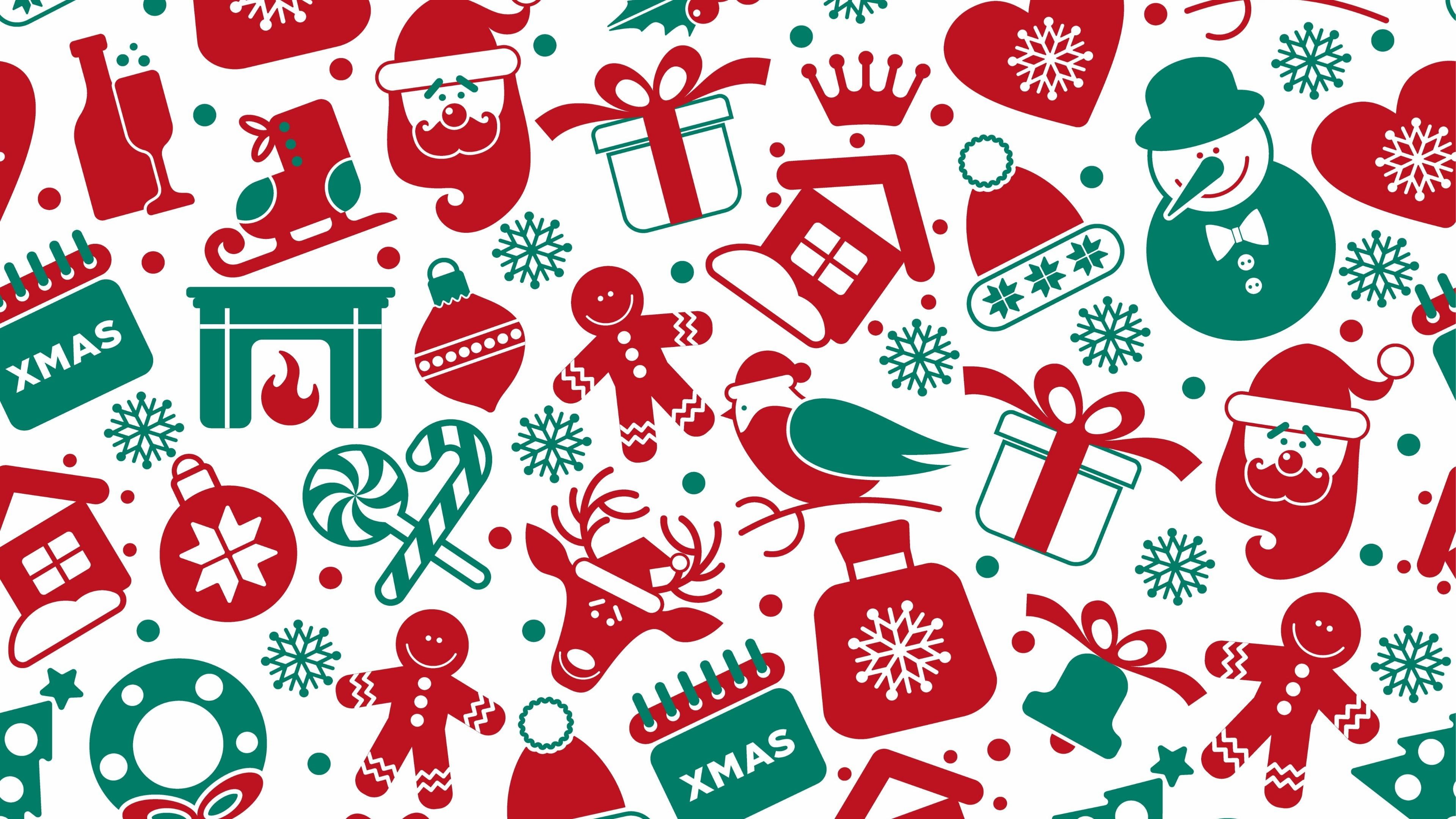 texture, 4K, red, pattern, christmas, HD Wallpaper