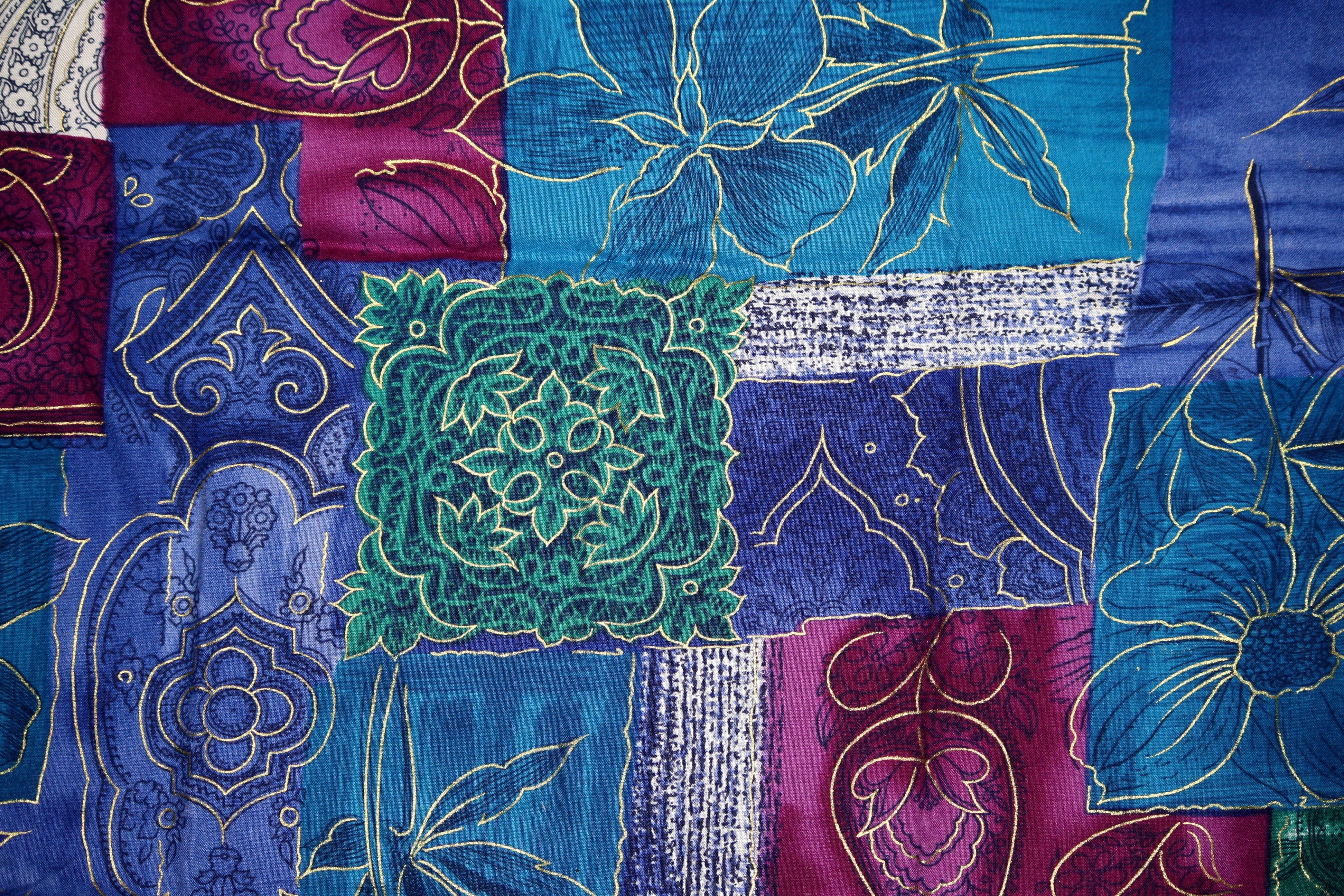 background, tapestry, boss, blue, art and craft, flowers, variation, patchwork, deco, for sale, creativity, close-up, multi colored, turquoise, HD Wallpaper
