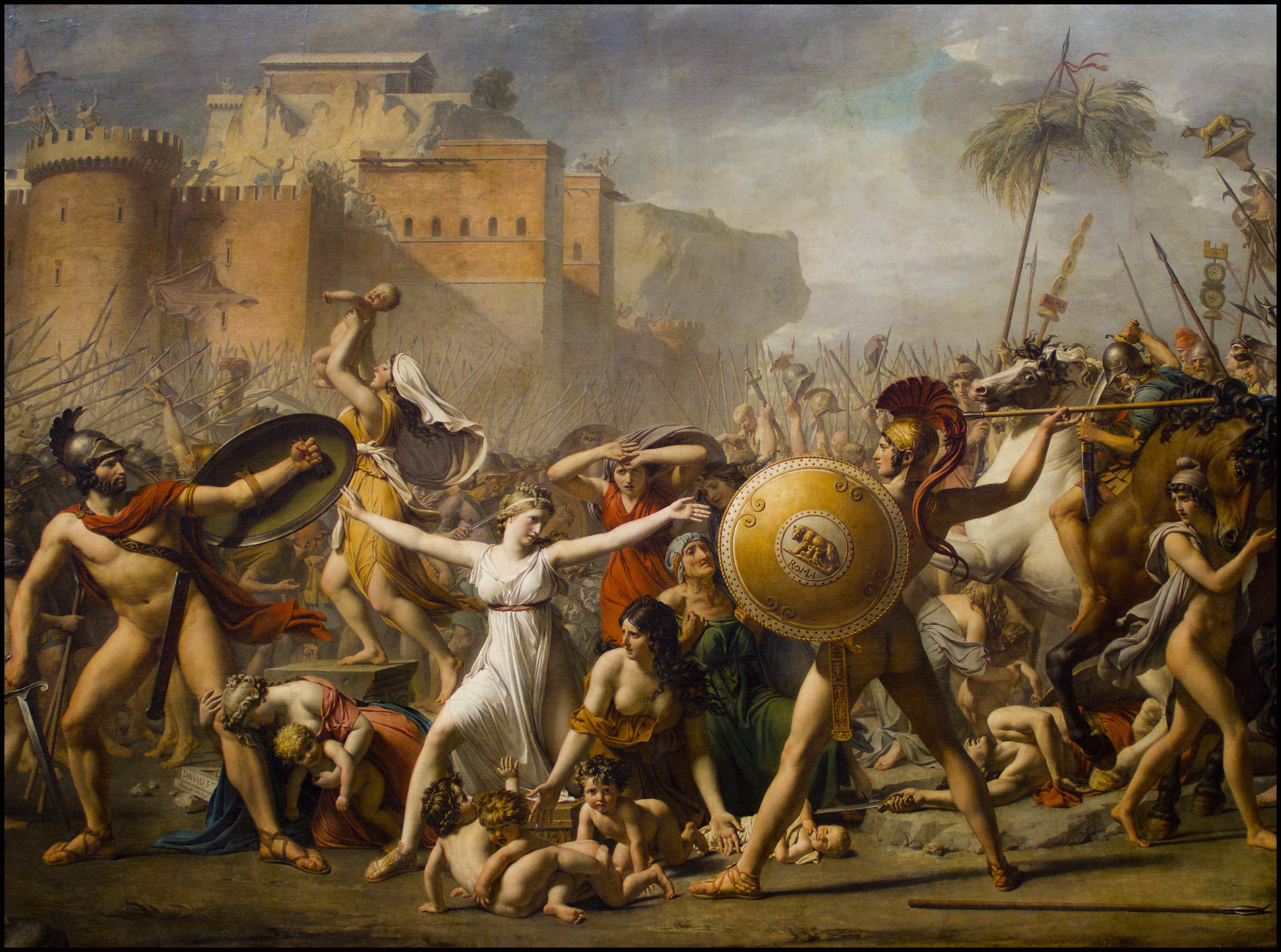 war, painting, Jacques Louis David, 2K, Romania, tableau, Les Sabines, The Intervention of the Sabine Women, HD Wallpaper