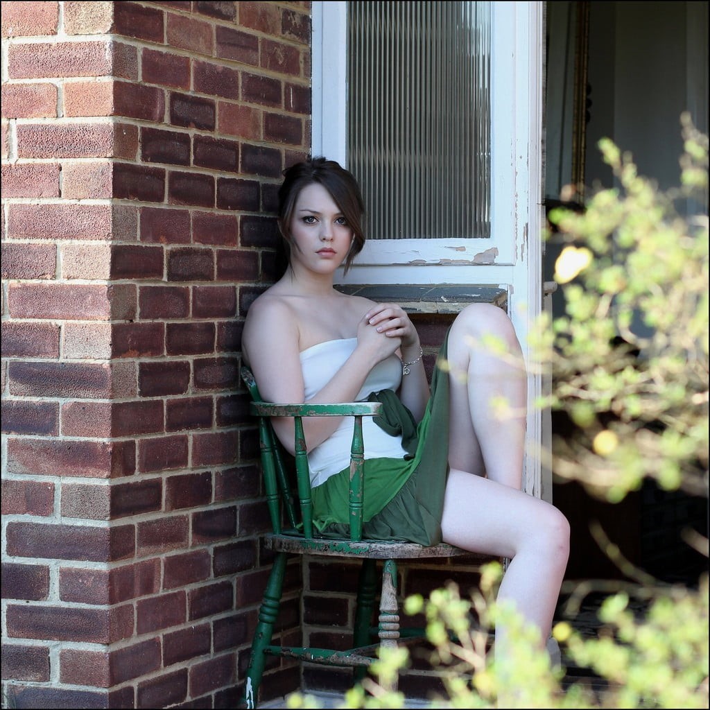 beautiful woman, standing, fashion, 480P, Imogen Dyer, portrait, window, house, corner, beauty, lifestyles, looking at camera, hairstyle, legs, Phone HD Wallpaper