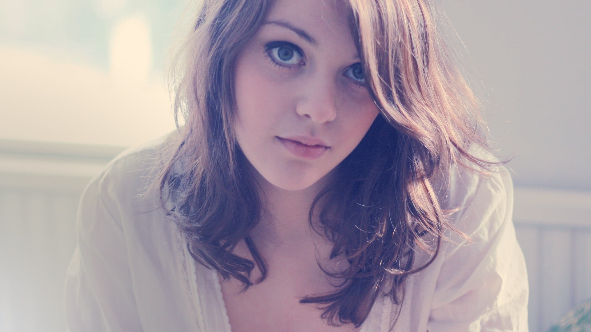 1080P, one person, s, women, brown hair, blaire ivory, top, real people, young adult, contemplation, looking at camera, long hair, lifestyles, brunette, HD Wallpaper