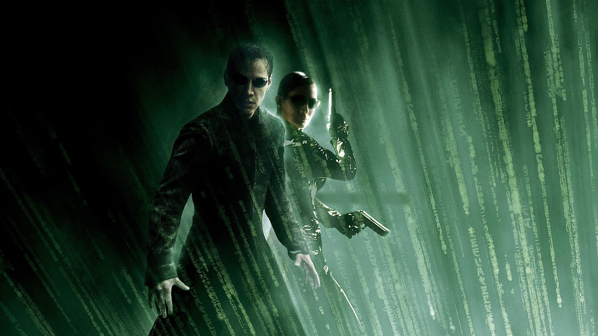 men, standing, guns, males, weapon, 1080P, army, young adult, sport, action, lifestyles, banana leaf, night, people, real people, gun, Keanu Reeves, Neo, HD Wallpaper