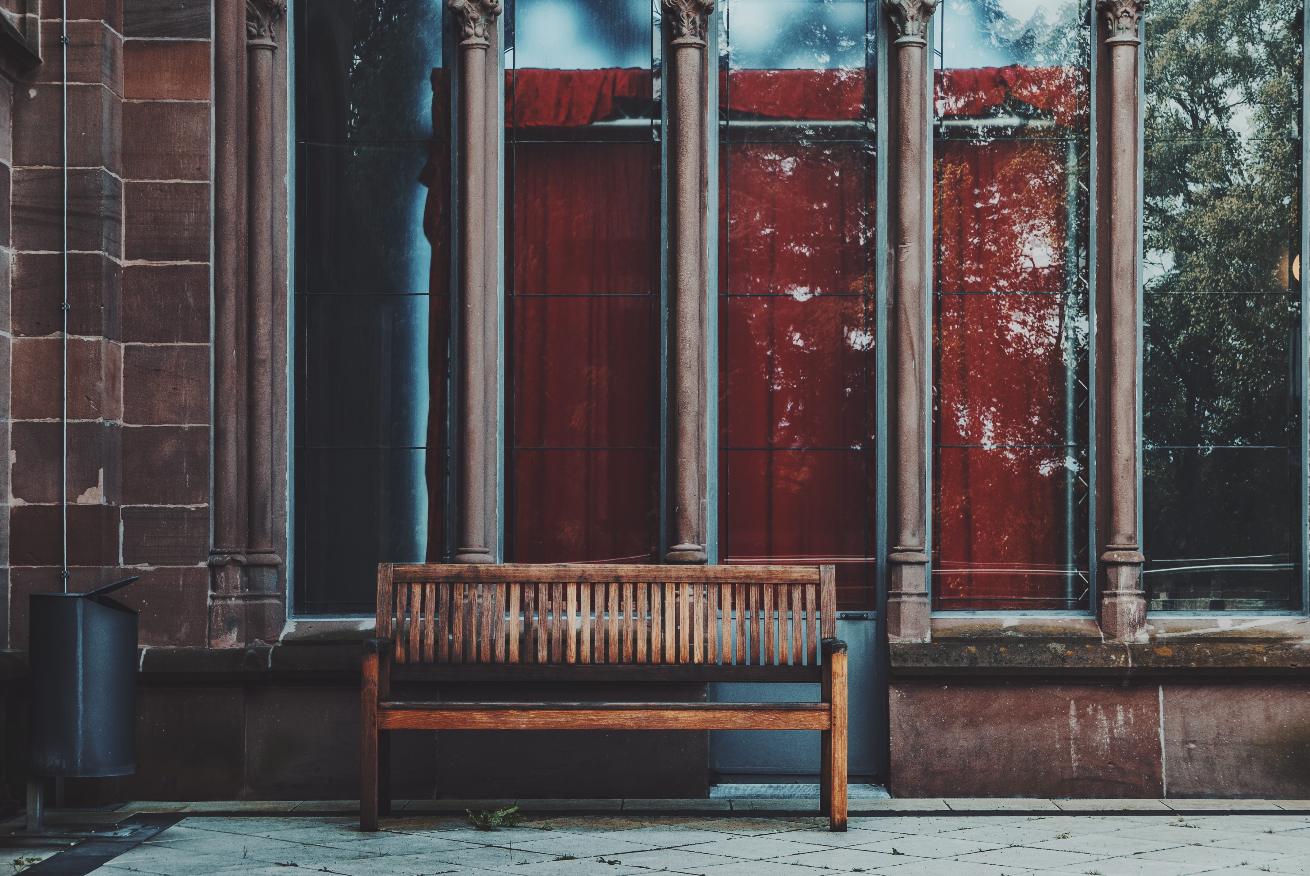 door, photo, outdoors, architecture And Buildings, entrance, seat, day, house, near, built Structure, architecture, glass - material, wooden bench, window, HD Wallpaper