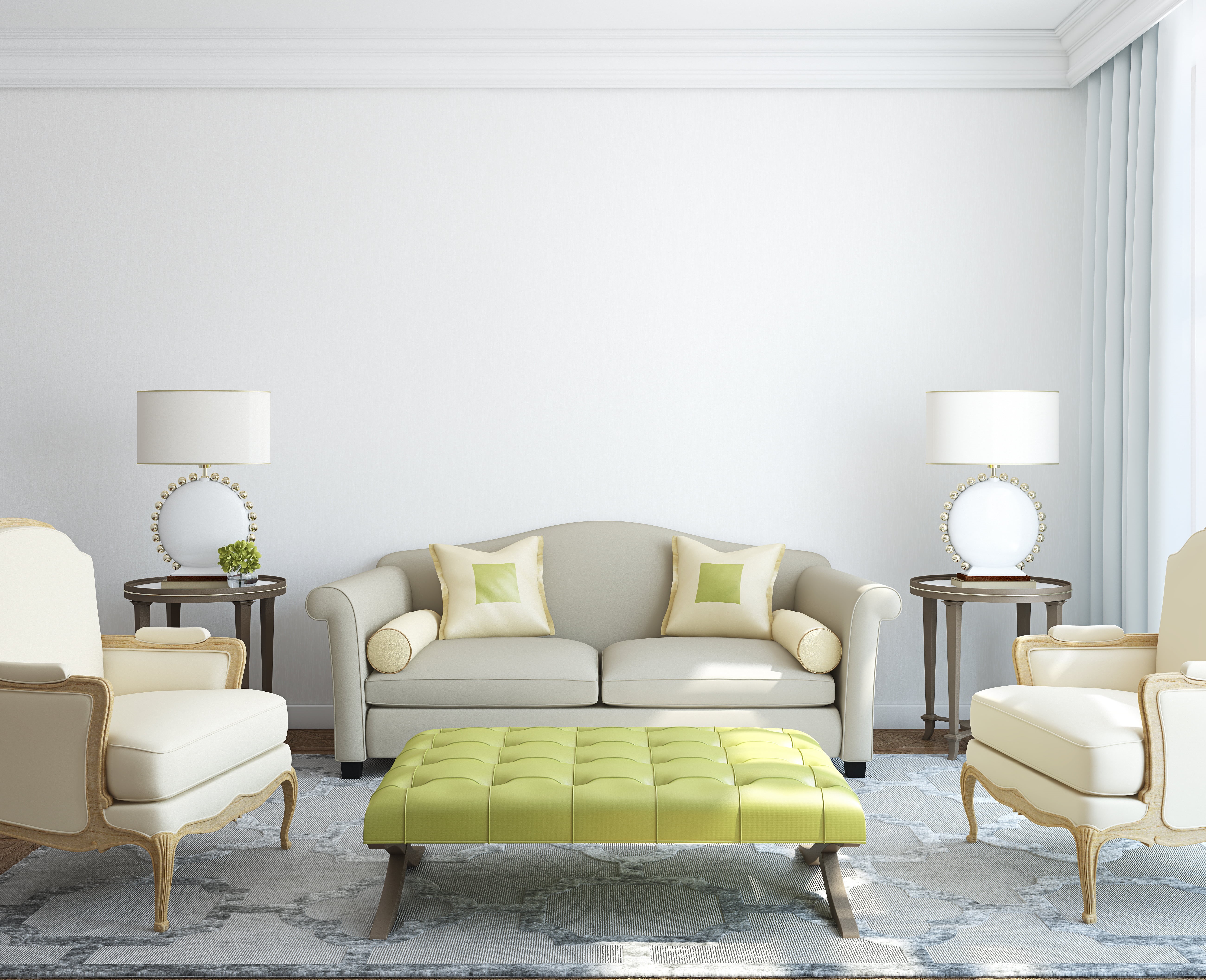 three dimensional, living room, chair, lighting equipment, home showcase interior, furniture, no people, set, seat, 5K, pillow, apartment, architecture, HD Wallpaper