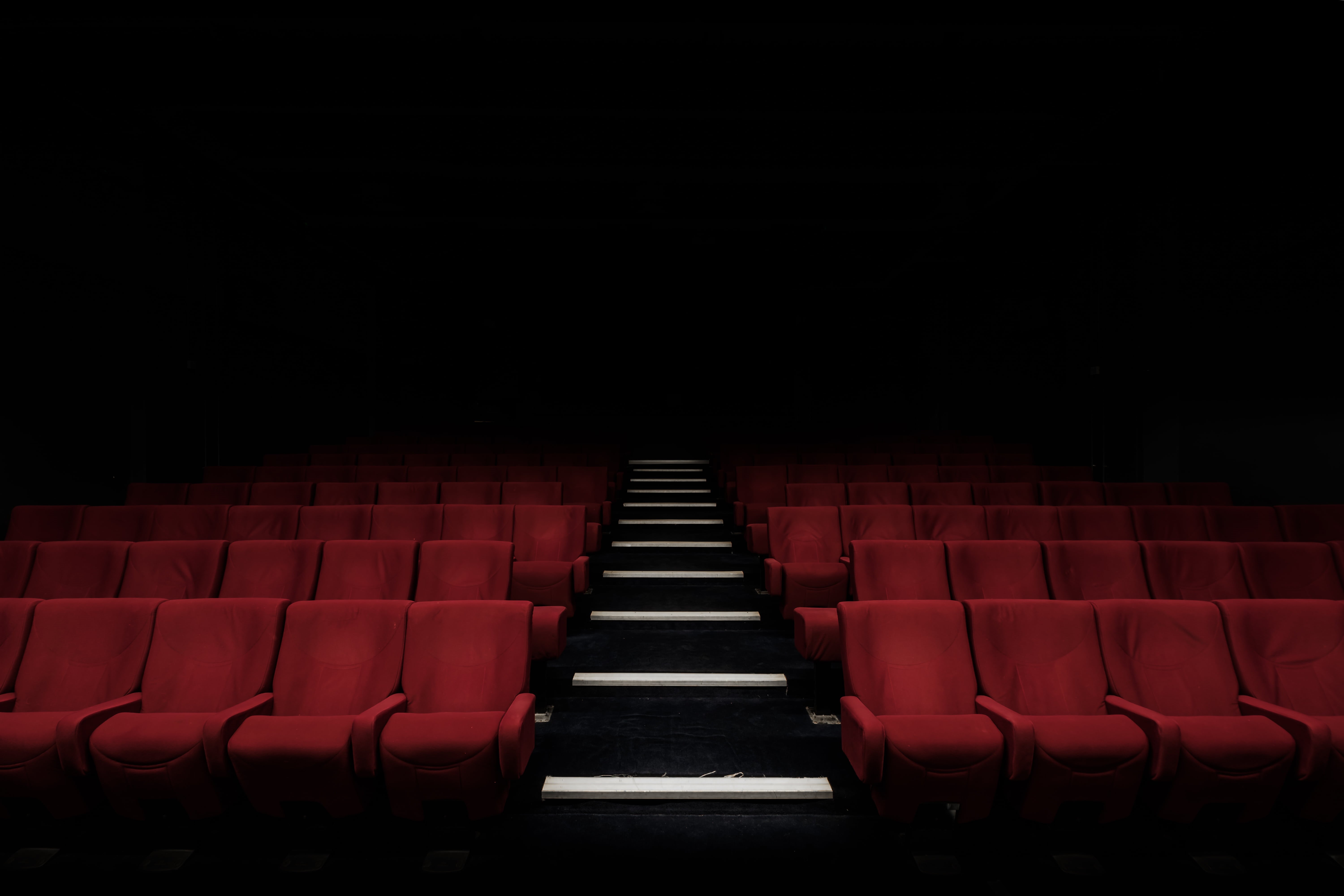 stage, stage - performance space, movie, chairs, in a row, copy space, dark, seat, arts culture and entertainment, theater, stadium, 5K, performance, no people, HD Wallpaper