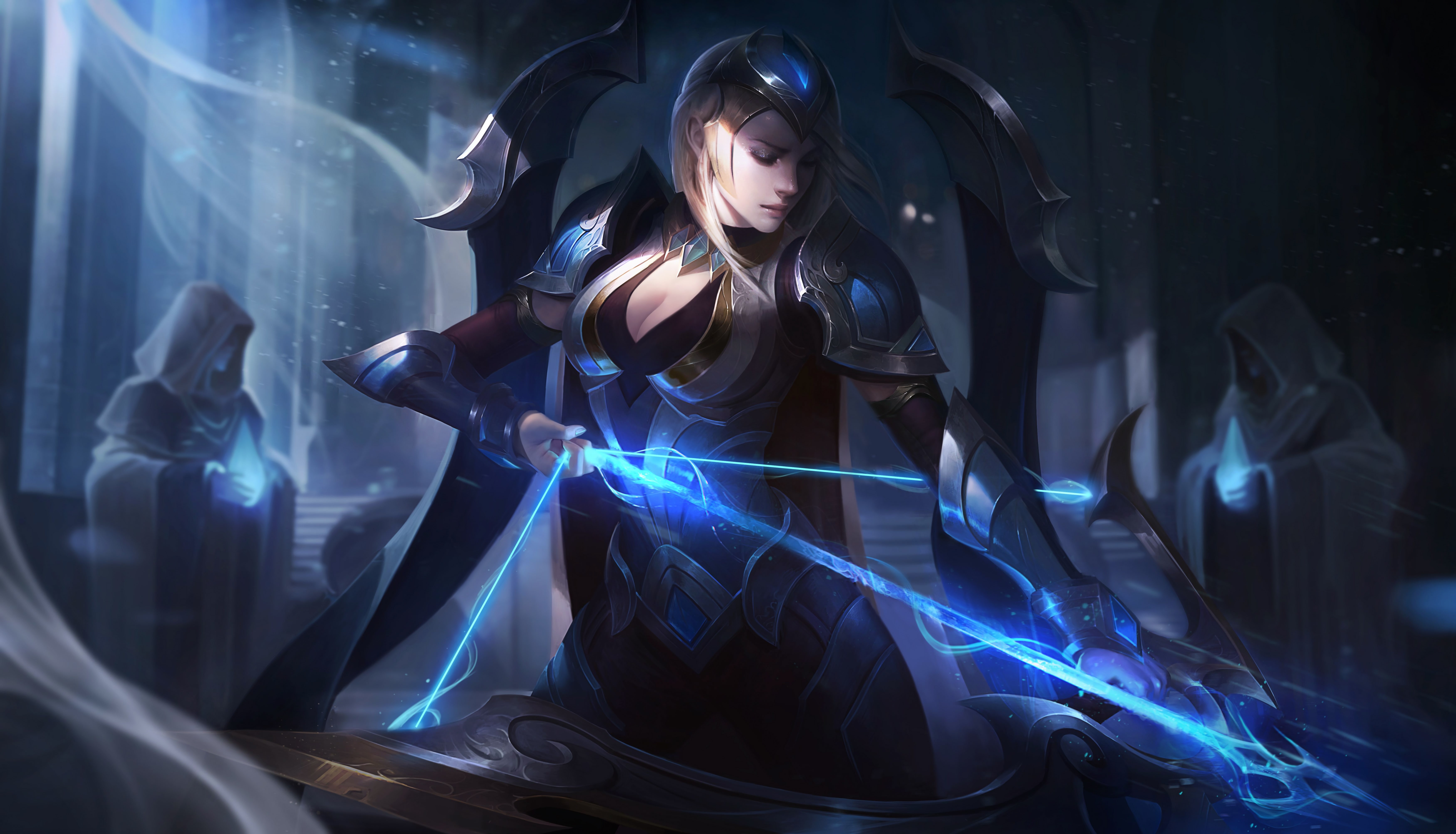LoL, Ash, Splash, Ashe, Championship, Worlds, String, Light, Artwork, 5K, Temple, Bow, League Of Legends, Arrow, HD Wallpaper