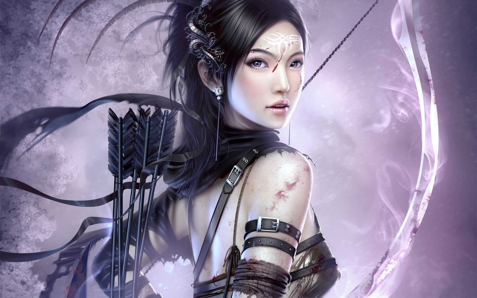 fantasy art, beautiful woman, front view, 1080P, real people, archer, hairstyle, indoors, young adult, young women, studio shot, fantasy girl, females, HD Wallpaper