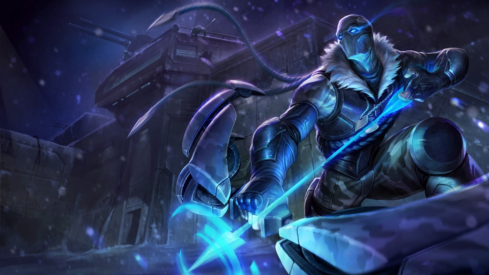 man, laser, creativity, people, male likeness, d, parka, illuminated, character, night, technology, League of Legends, art and craft, varus, 1080P, sculpture, HD Wallpaper