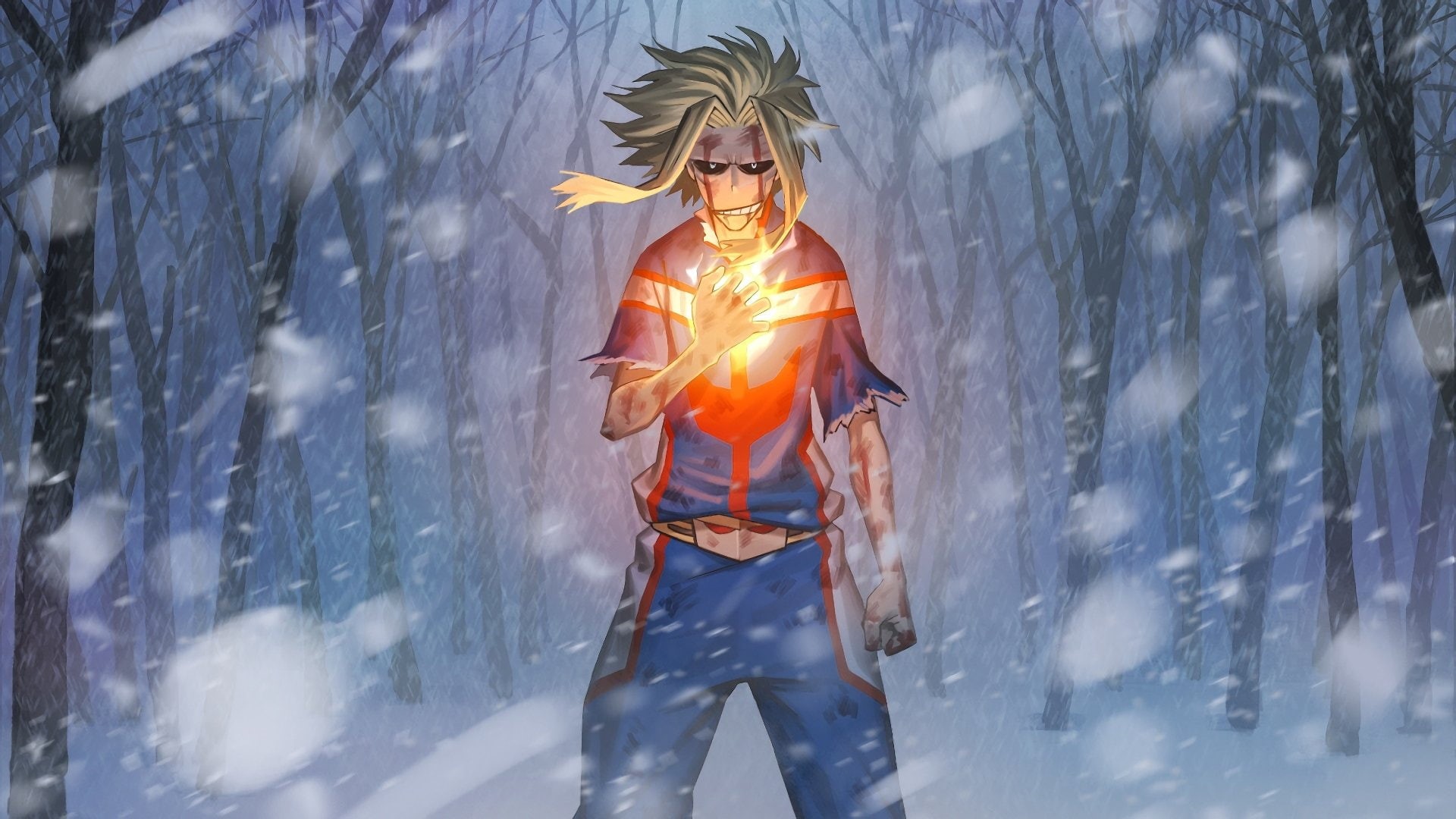 All Might, standing, representation, real people, nature, lifestyles, winter, My Hero Academia, extreme weather, Blonde, Snow, art and craft, orange color, HD Wallpaper