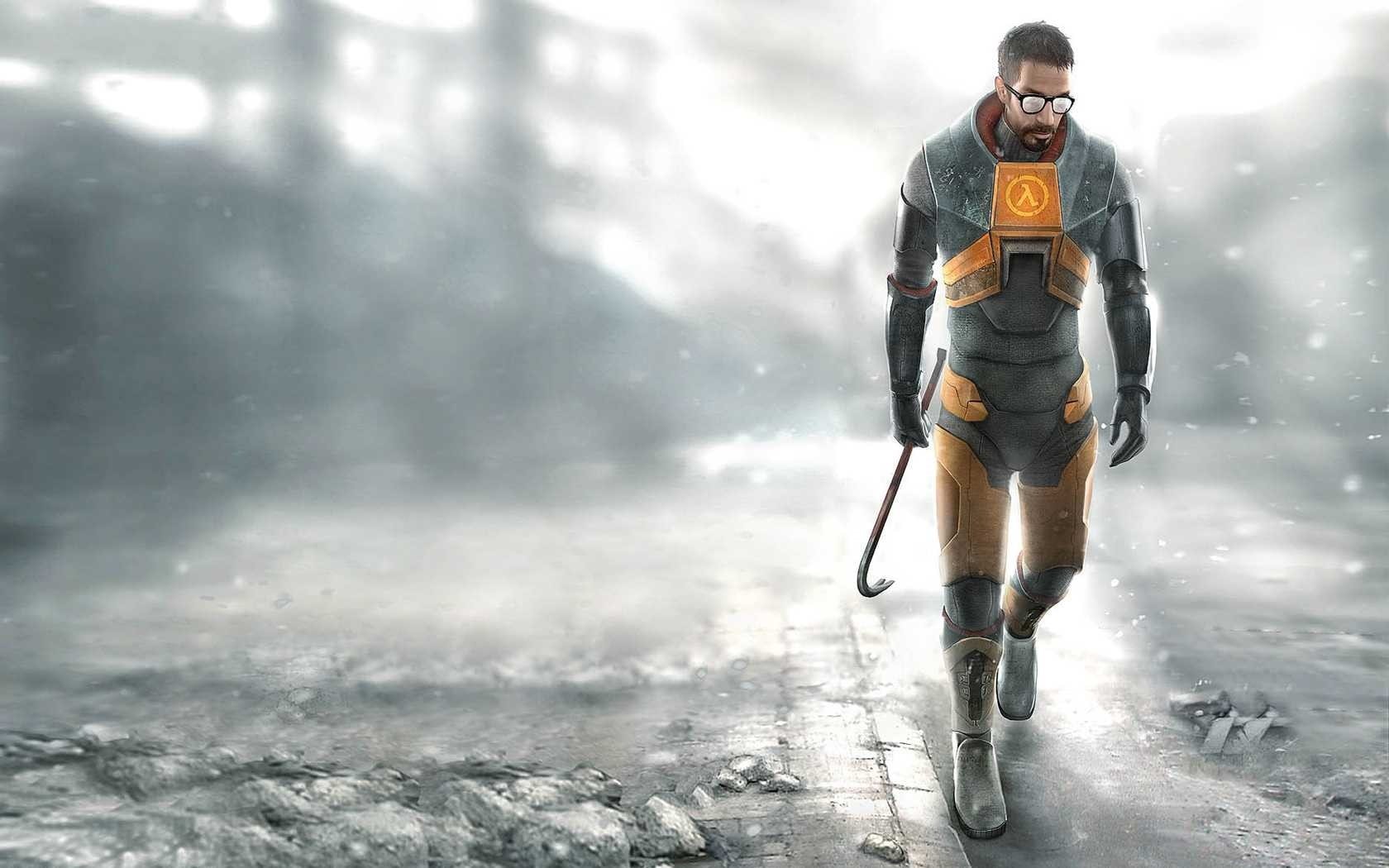 holding, video games, cold temperature, Half-Life, men, Gordon man, adult, digital art, front view, adventure, lifestyles, nature, Half-Life 2, snow, day, HD Wallpaper