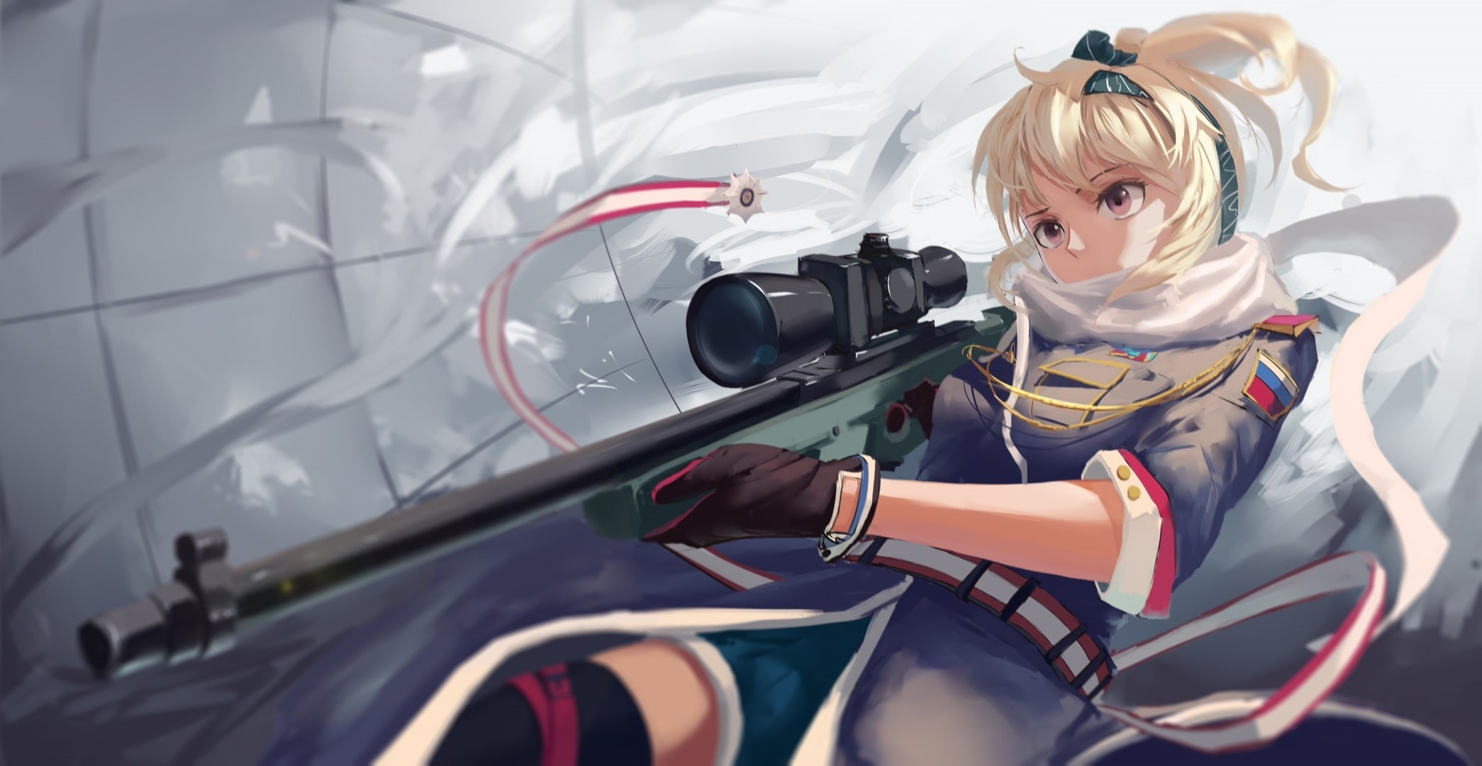 anime girls, anime, 1080P, Accuracy International AWP, original characters, weapon, sniper rifle, gun, HD Wallpaper