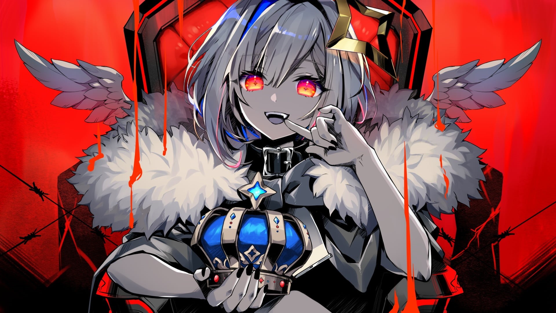 Hololive, 1080P, Amane Kanata, crown, choker, HD Wallpaper
