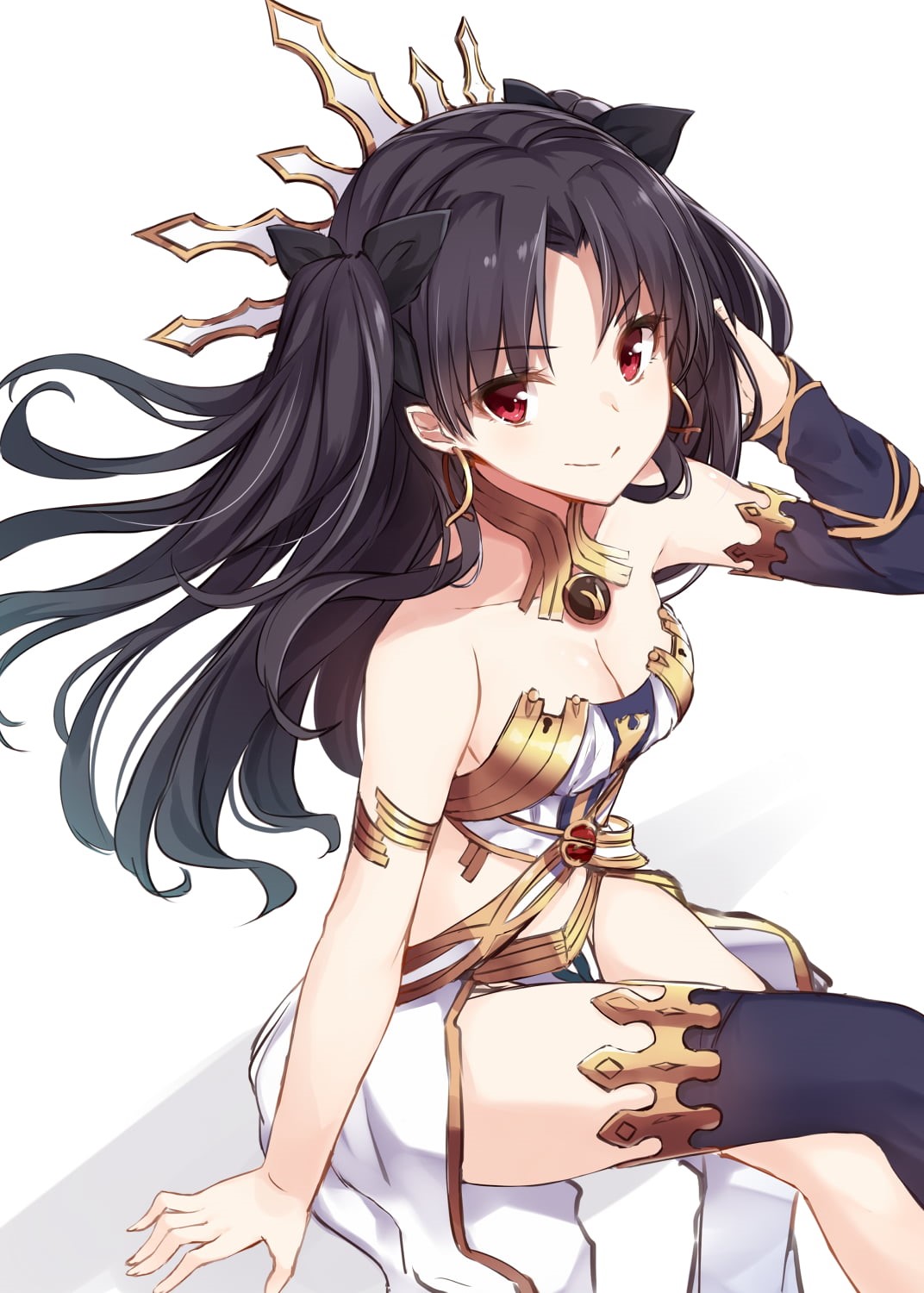 FGO, portrait display, Fate/Grand Order, Ishtar (Fate/grand order), black hair, long hair, ponytail, bare shoulders, crown, Ishtar (Fate Grand Order), anime girls, Phone HD Wallpaper