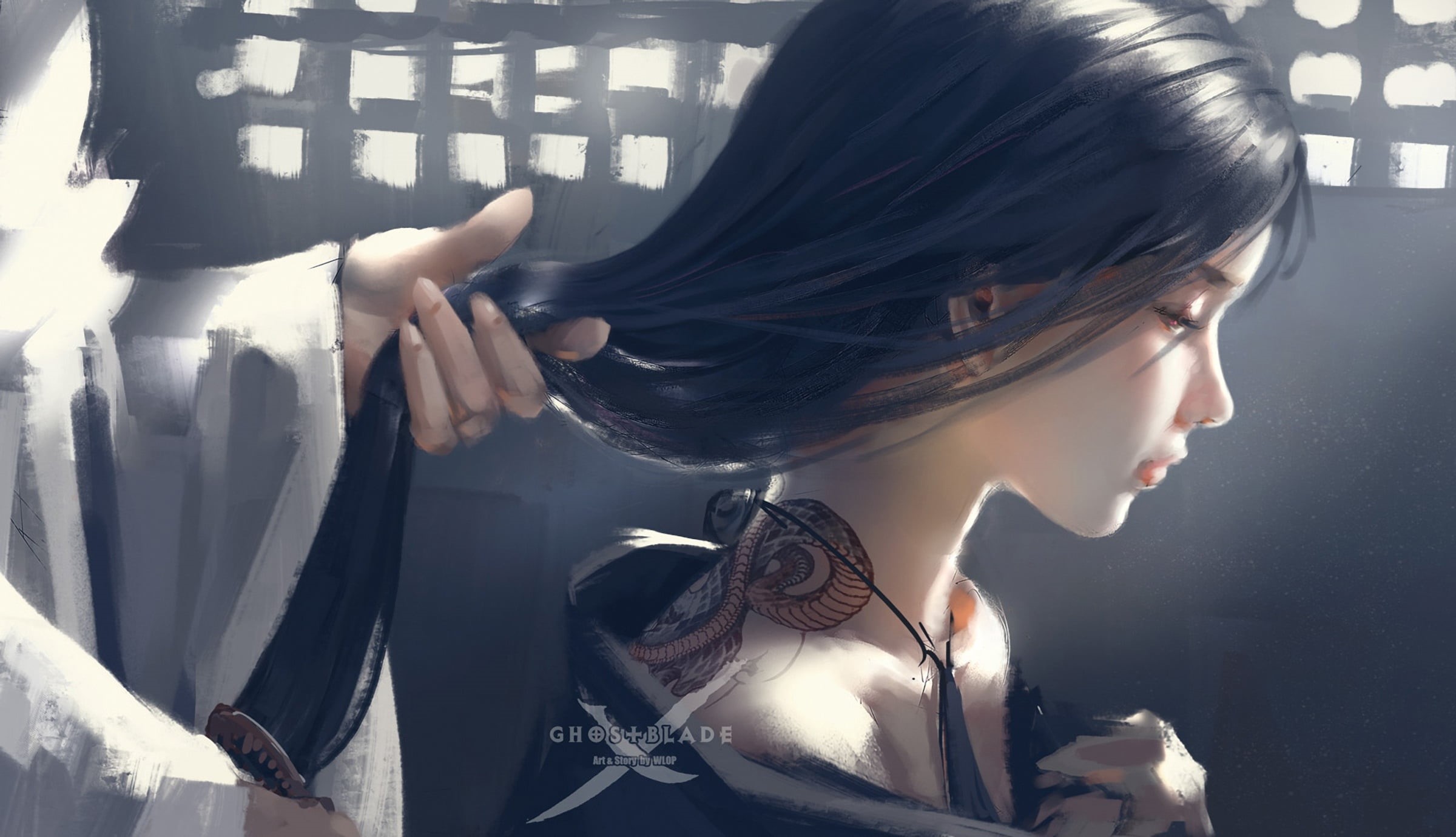 Wlop, Girl, beautiful woman, females, one person, headshot, leisure activity, young adult, Ghost blade, beauty, real people, portrait, art, fashion, lifestyles, HD Wallpaper