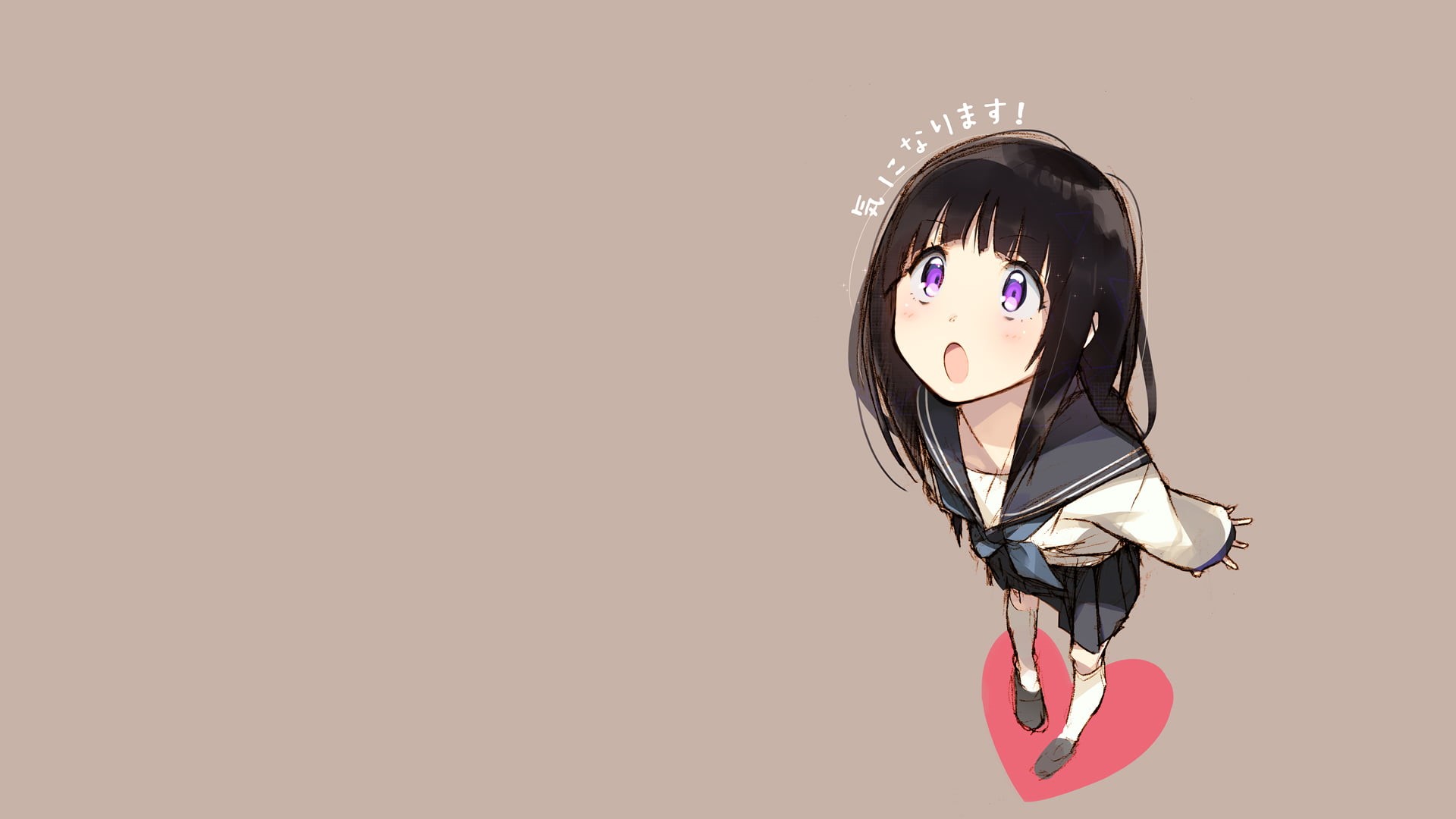 backgrounds, teenage Girls, haired, elegance, long hair, dress, purple eyes, Hyouka, anime, isolated, anime girls, copy space, beauty, girl, cartoon, illustration, HD Wallpaper