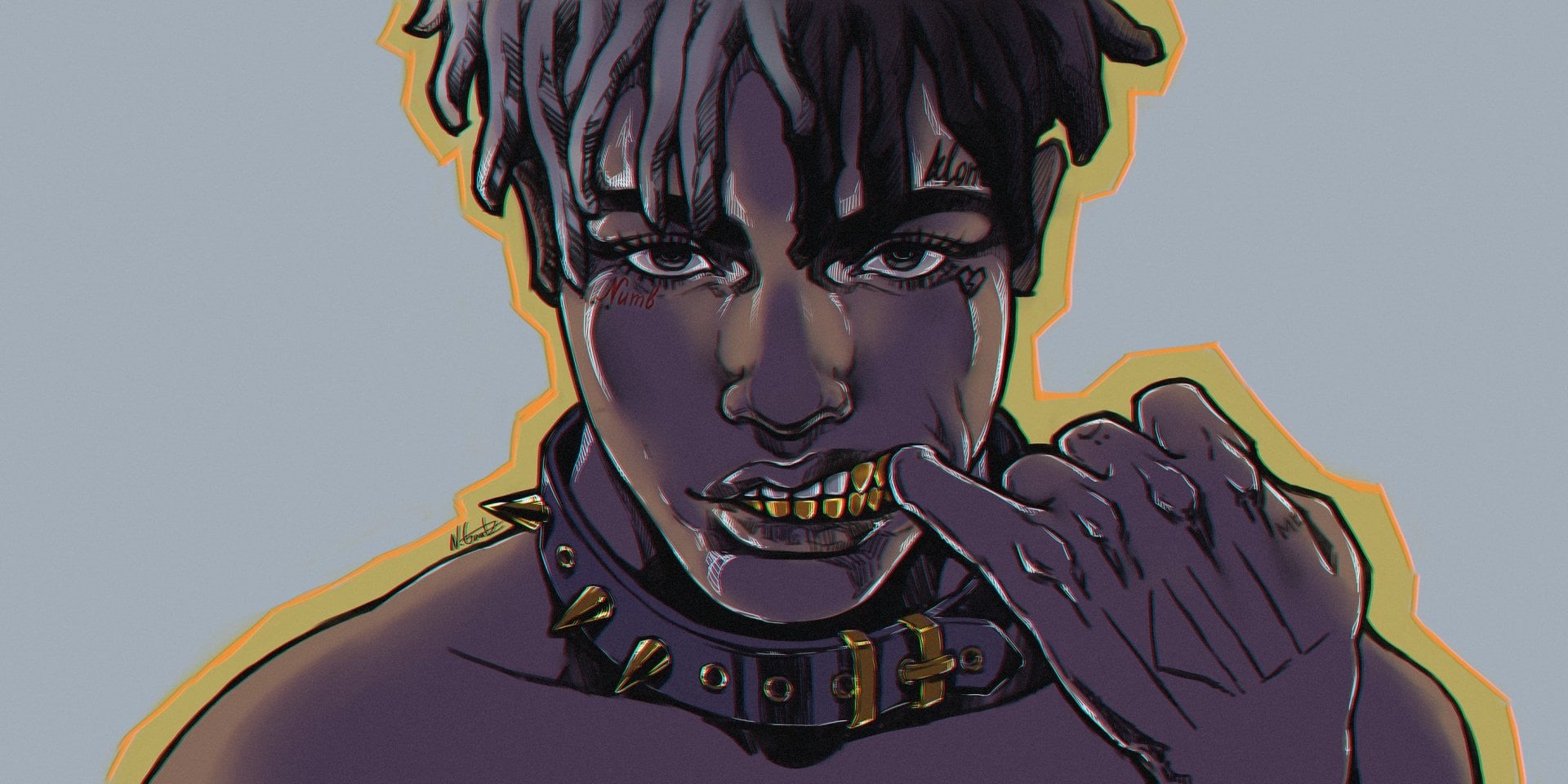 cut out, gray background, human body part, studio shot, portrait, 1080P, XXXTentacion, gray, colored background, human face, young adult, fashion, looking at camera, HD Wallpaper
