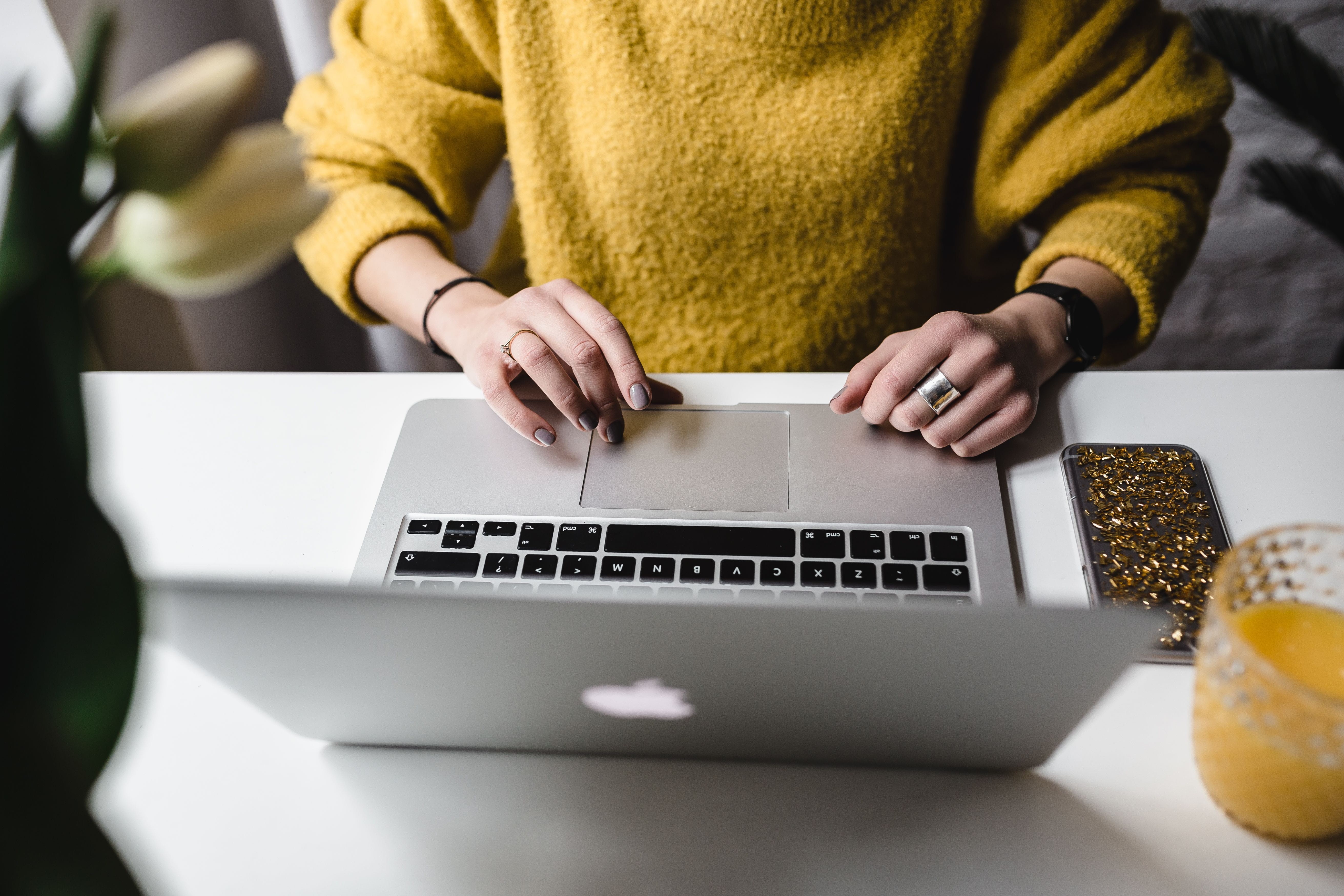 human Hand, busy, person, surfing the net, working, portable information device, only women, scandi, typing, workplace, 5K, one woman only, scandinavian, HD Wallpaper