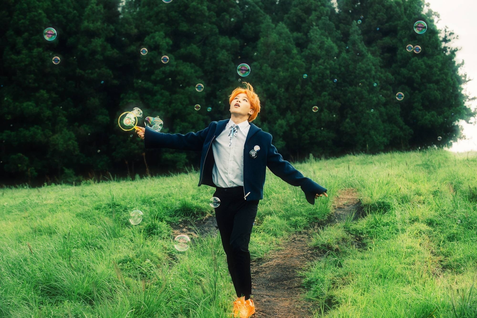 human arm, nature, land, field, leisure activity, outdoors, one person, plant, standing, tree, soap bubbles, green color, growth, day, smiling, real people, HD Wallpaper