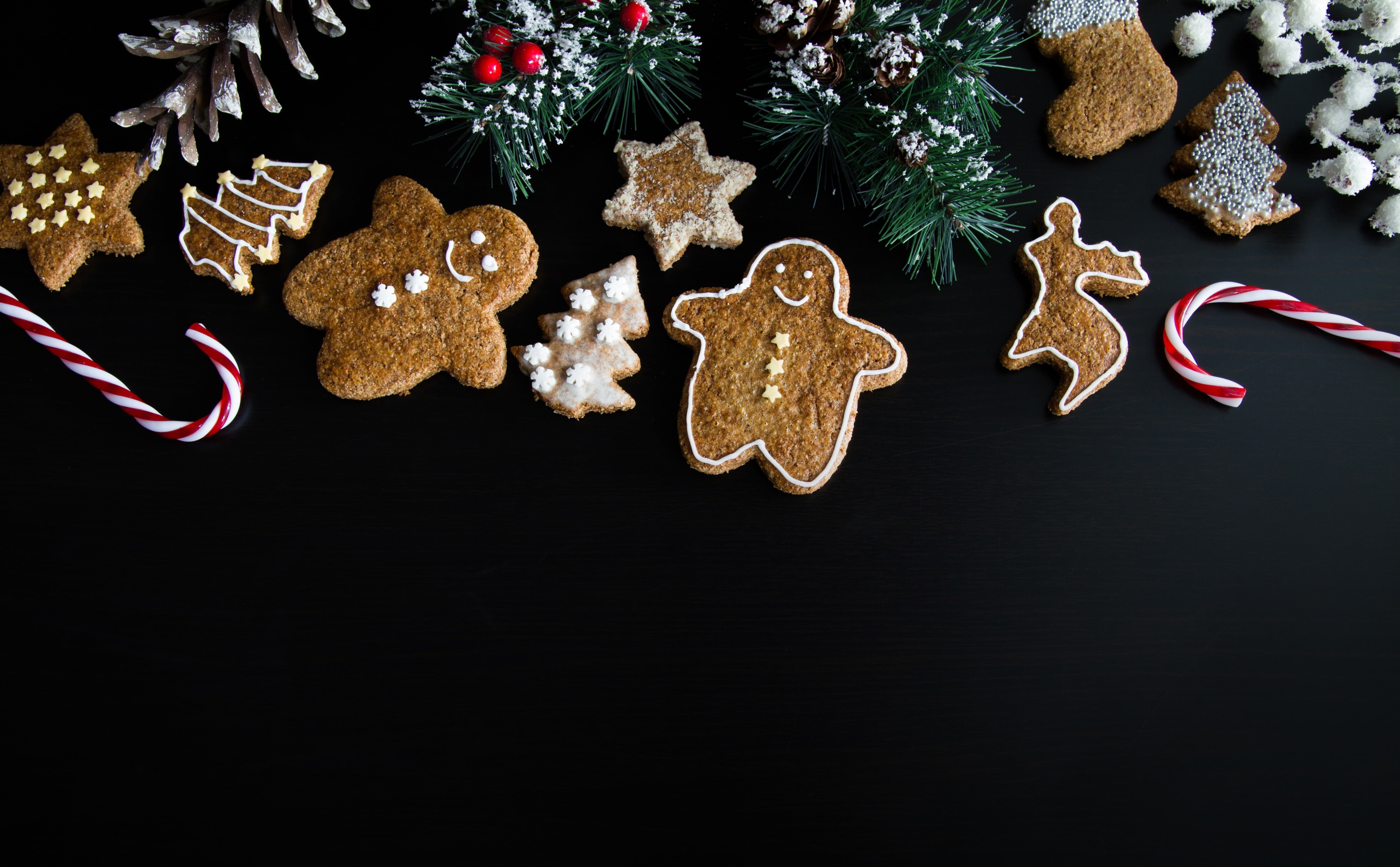 5K, 2017, Candies, cookie, candycanes, Winter, cookies, Celebration, Background, no people, Seasonal, star shape, GingerbreadMan, Shapes, baked, ConiferCones, HD Wallpaper
