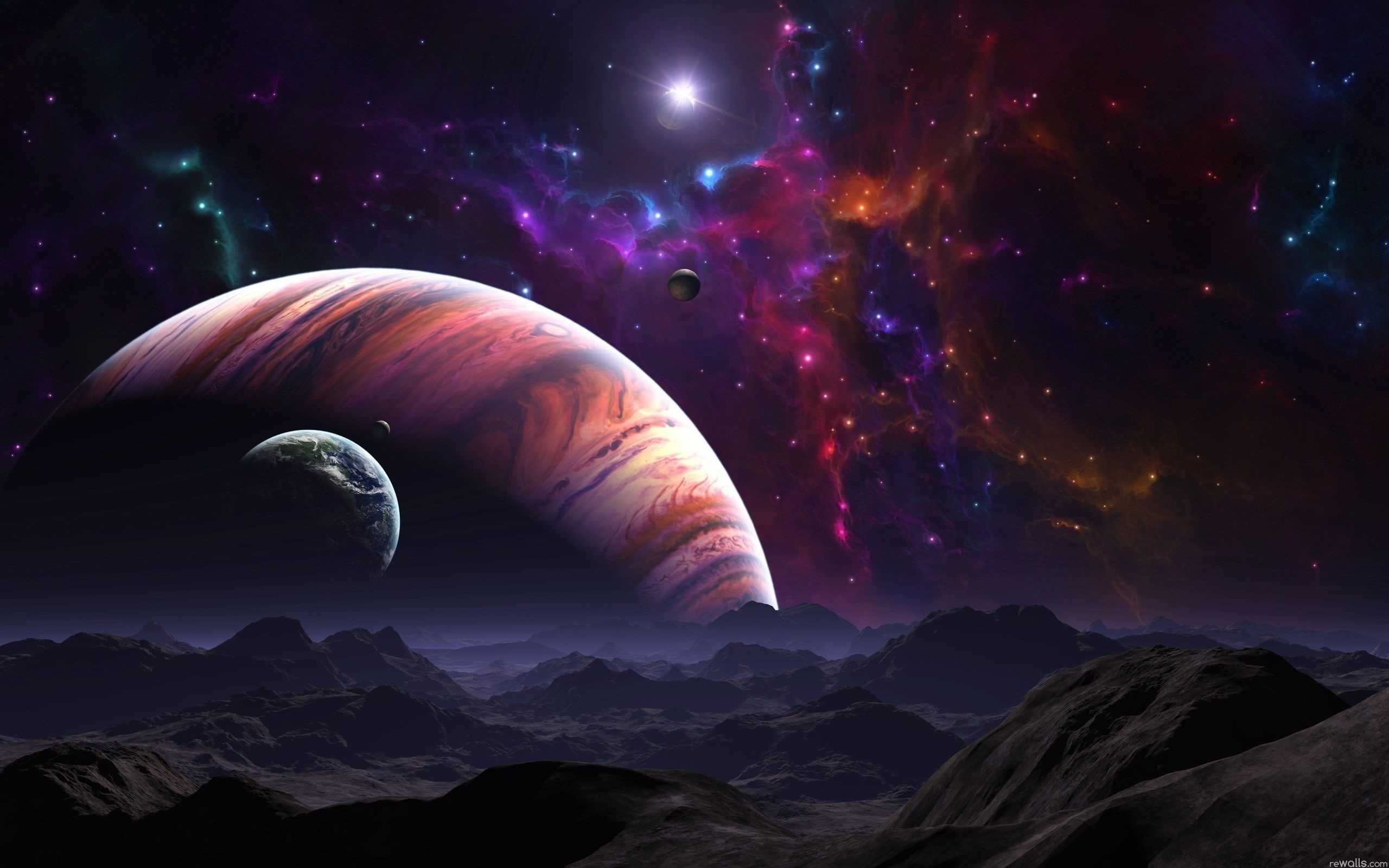 solar, system, 2K, Blue, illustratio, Planet, Red, HD Wallpaper