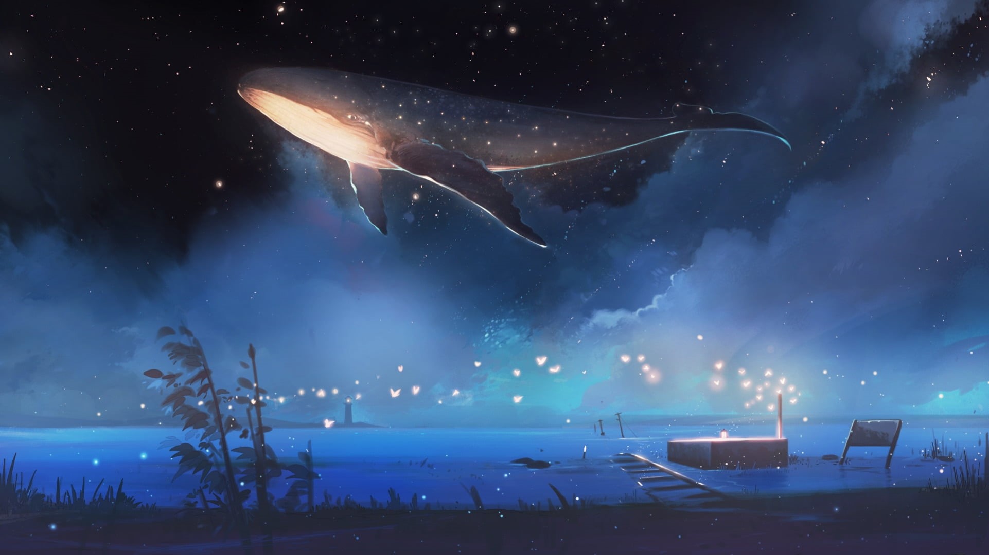 Whale, Fantasy, Anime, Original, 1080P, HD Wallpaper
