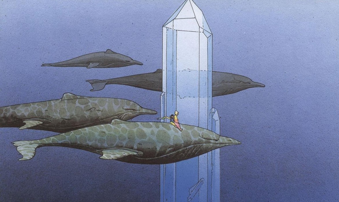 480P, french artist whales artwork minerals traditional art underwater moebius crystal, HD Wallpaper