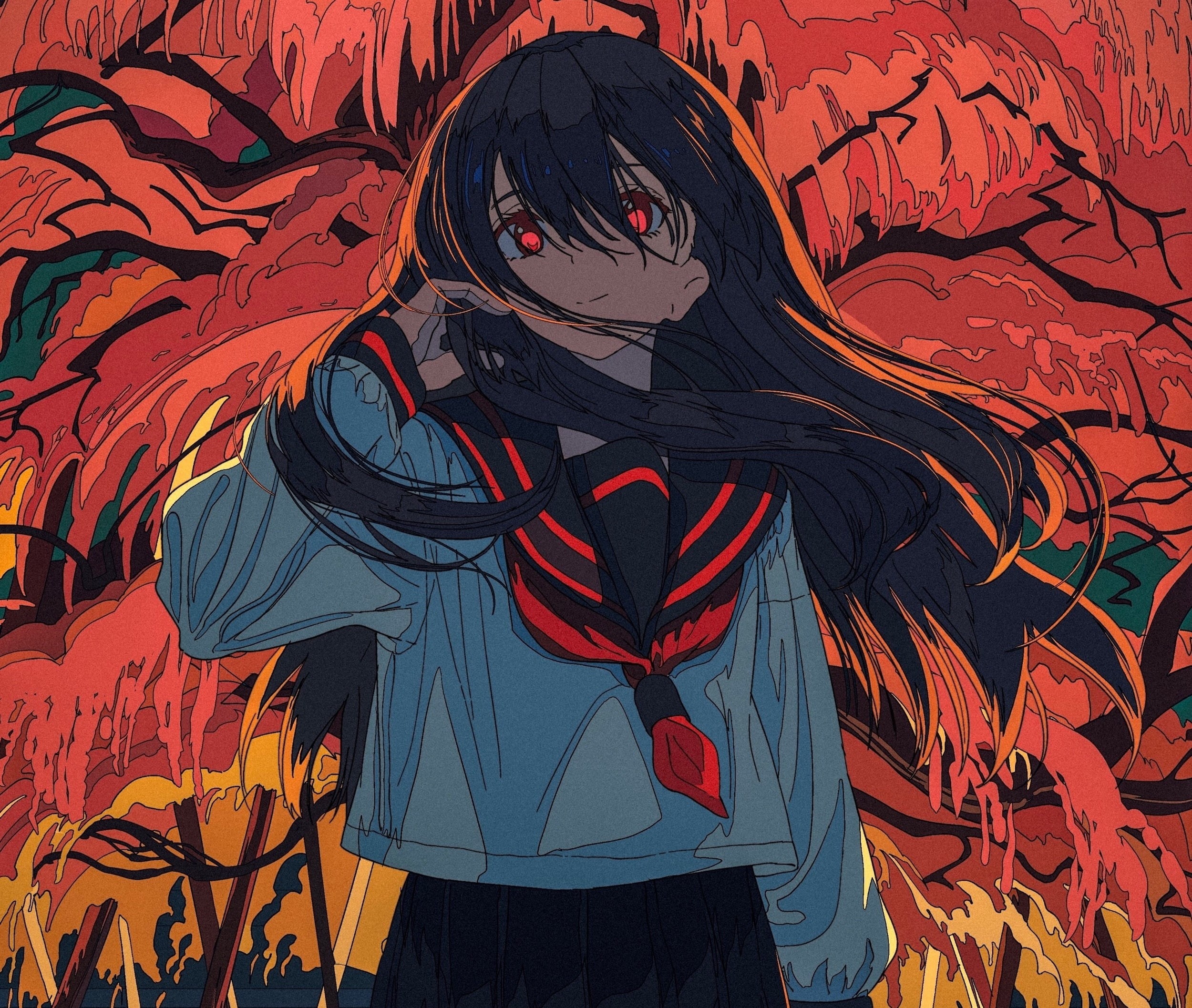 artwork, front view, Halloween, evil, mural, red, graffiti, leisure activity, adult, DubstepGutter, art and craft, representation, young adult, nature, HD Wallpaper