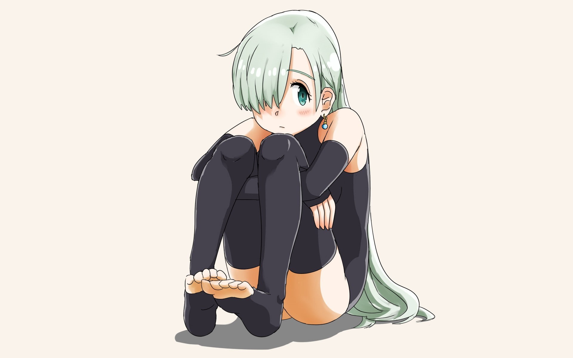 copy space, black color, cartoon, mask, white background, representation, standing, casual clothing, Elizabeth Liones, human representation, anime girls, HD Wallpaper