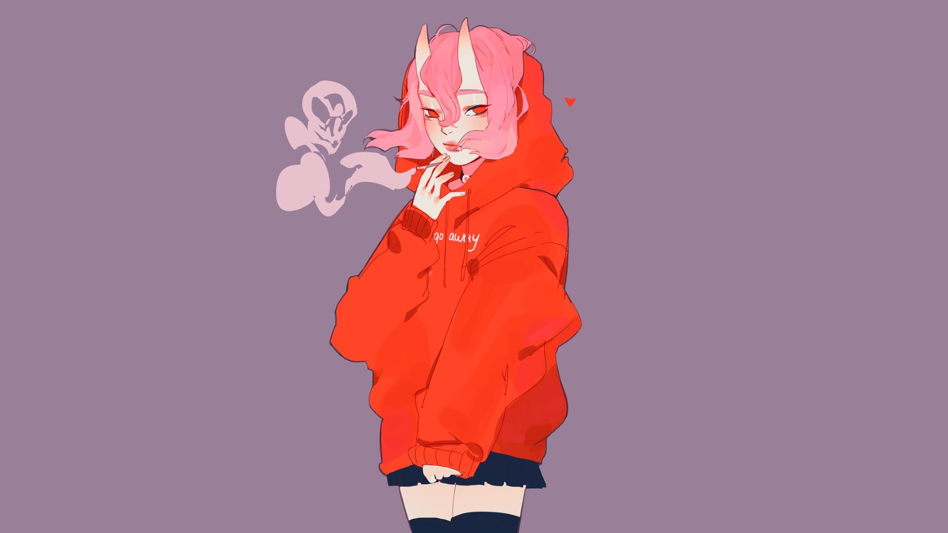 one person, profile view, red, clothing, young women, young adult, waist up, women, digital composite, indoors, pink color, hoods, human body part, 1080P, HD Wallpaper