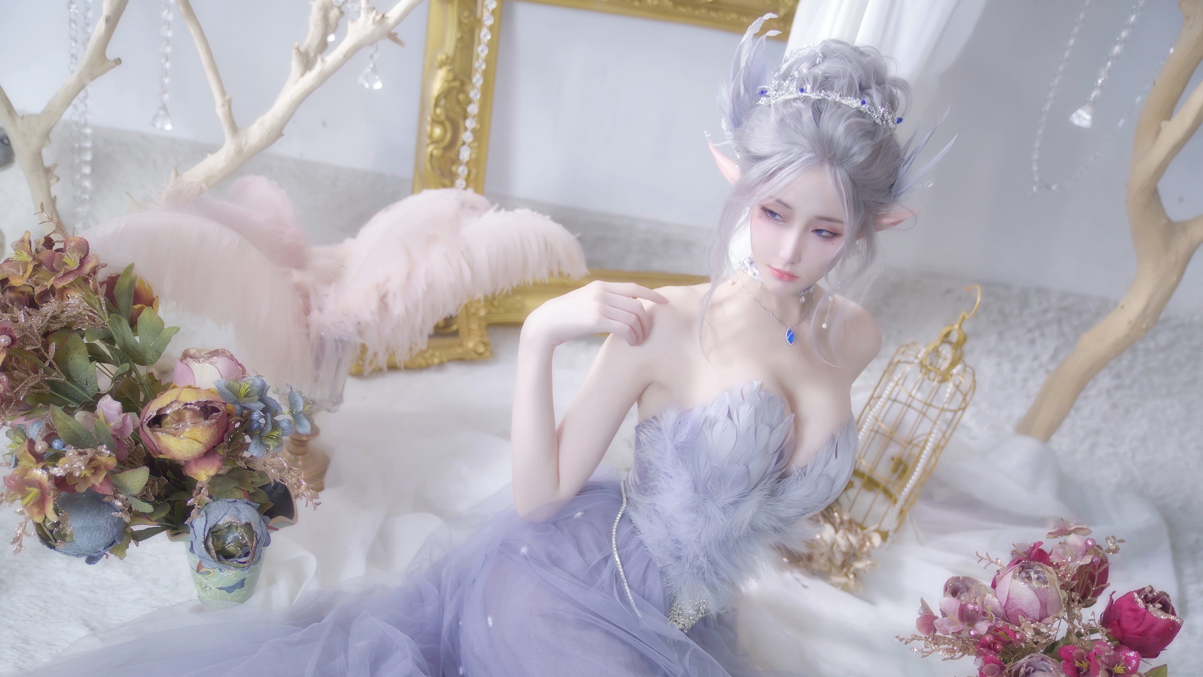 Asian, women, cosplay, fantasy girl, 4K, elf ears, Ghostblade, HD Wallpaper