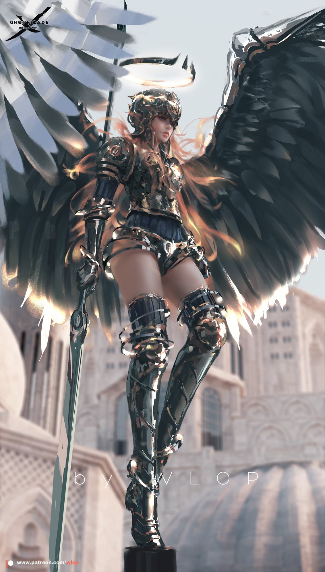 Sarlia, fantasy warrior, Ghostblade, 1080P, digital art, fantasy girl, comics, WLOP, Phone HD Wallpaper