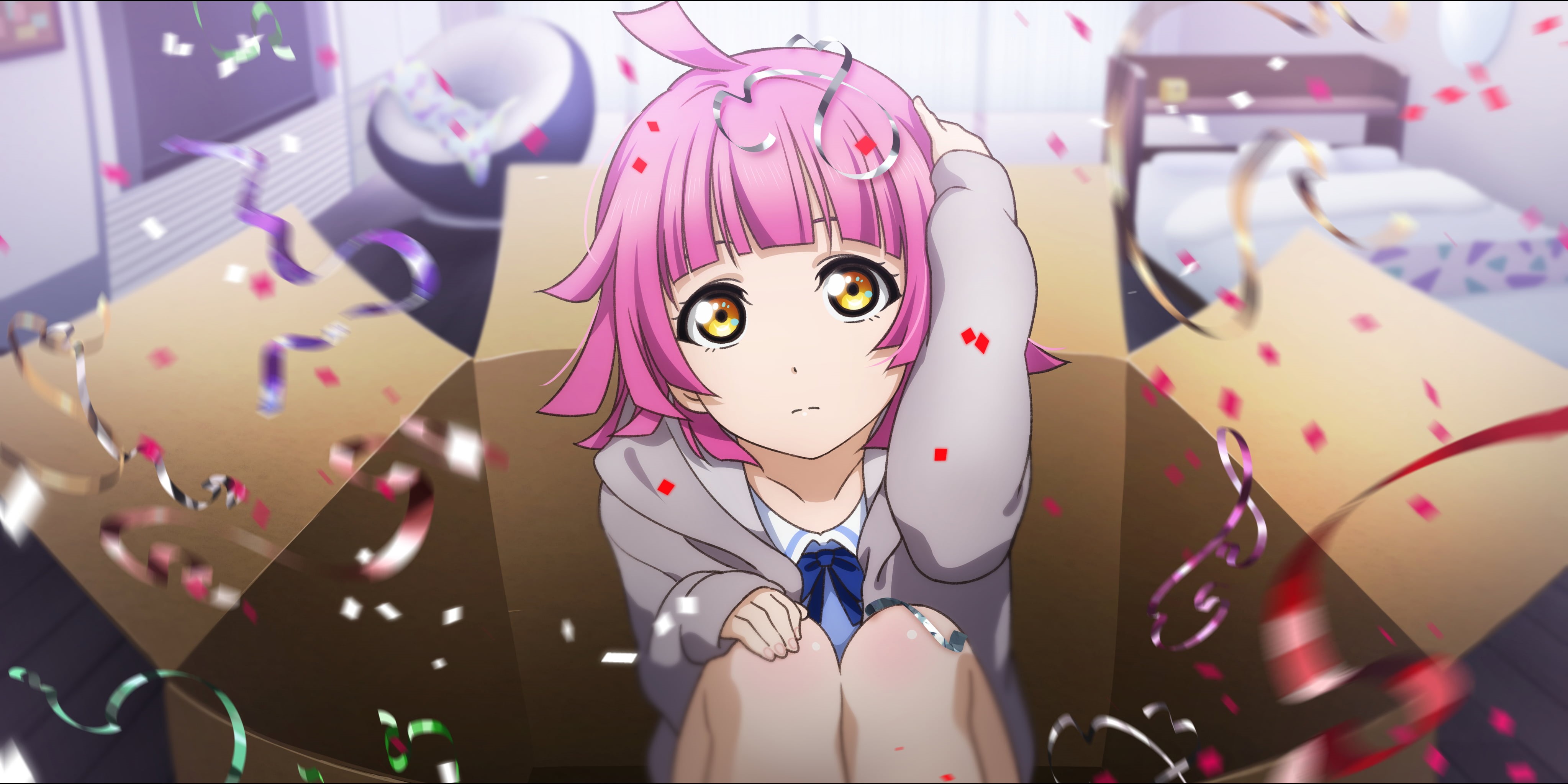 kougi, Love Live Series, anime girls, Tennoji Rina, 4K, Love Live! Sunshine, Love Live!, pink hair, HD Wallpaper