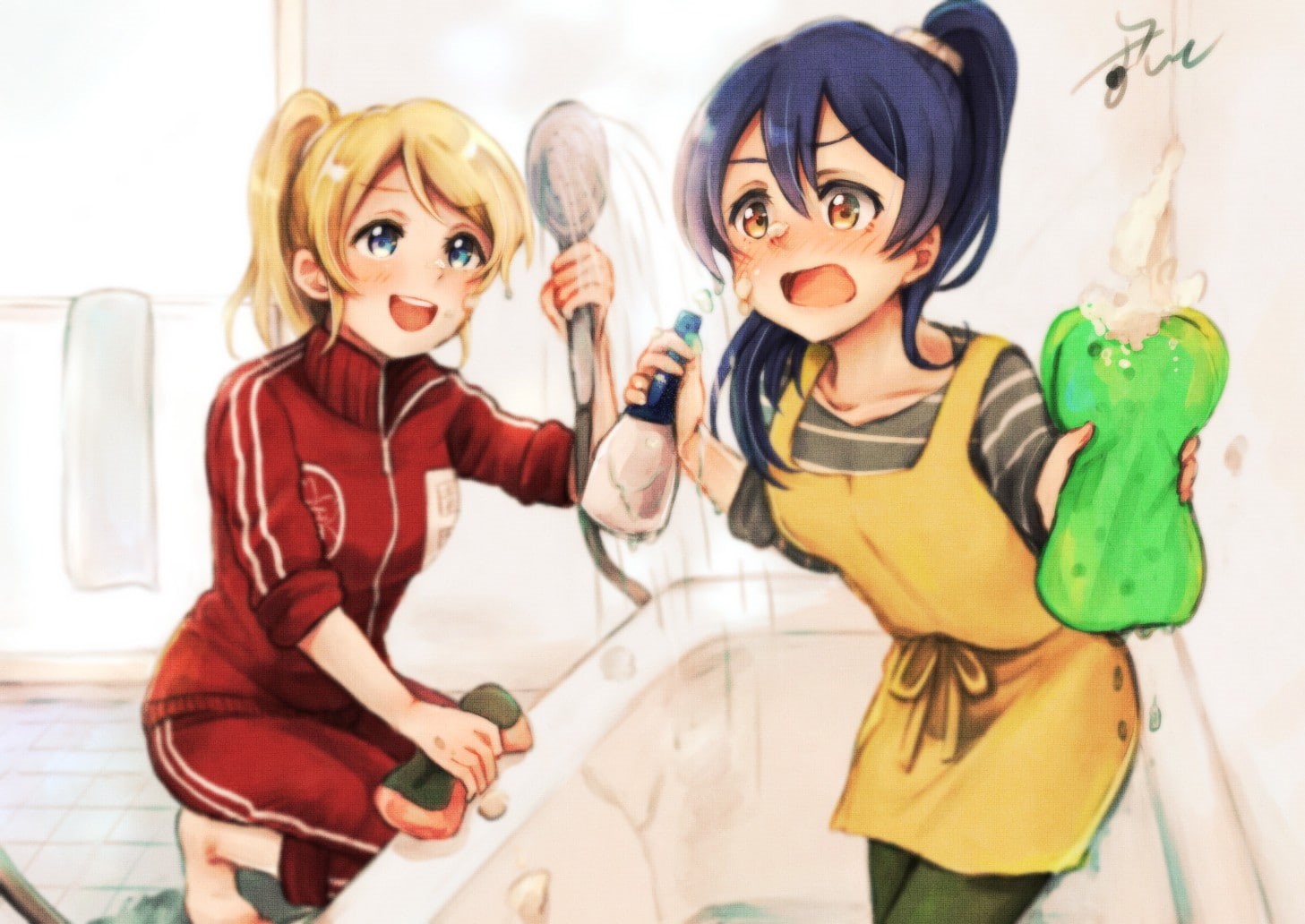 home interior, human representation, creativity, females, anime girls, making a face, indoors, innocence, Ayase Eli, 720P, front view, portrait, women, HD Wallpaper