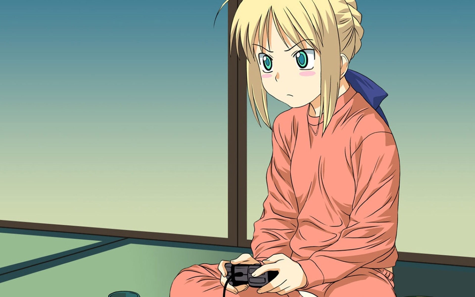 image, room, representation, hairstyle, blond hair, clear sky, pajamas, blue, one person, child, character, real people, young adult, girl, game, haired, HD Wallpaper