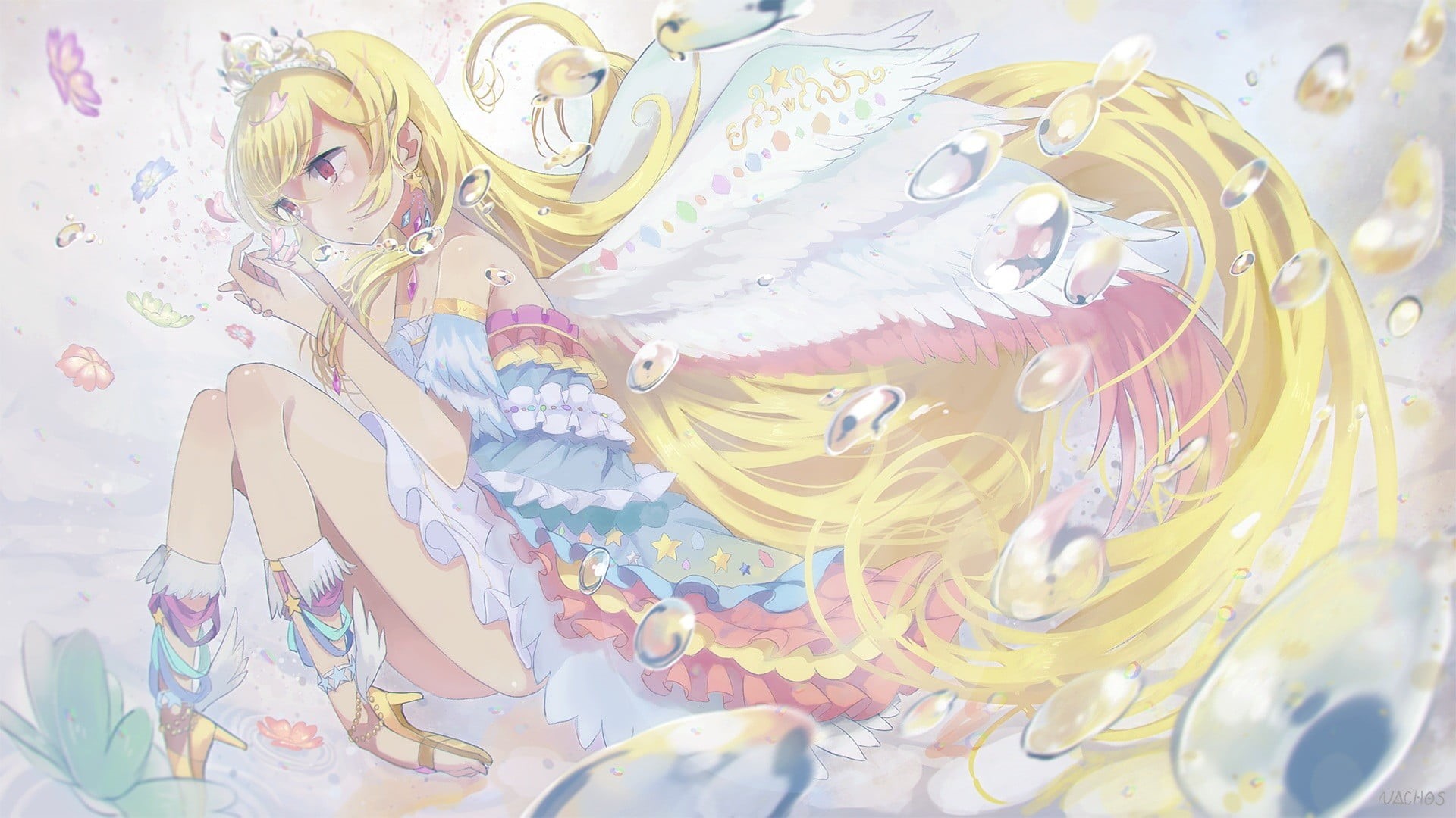 art and craft, 1080P, Aikatsu, one person, long hair, real people, young adult, indoors, leisure activity, wings, multi colored, blond hair, women, lifestyles, HD Wallpaper