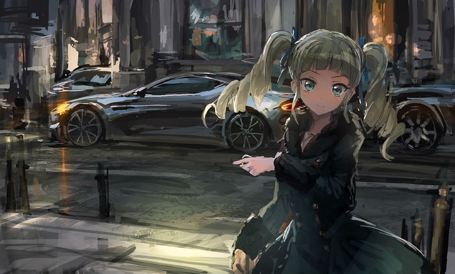 car, lm7, blue, (op-center), toudou, eyes, aikatsu!, twintails, dress, yurika, 720P, long, hair, HD Wallpaper