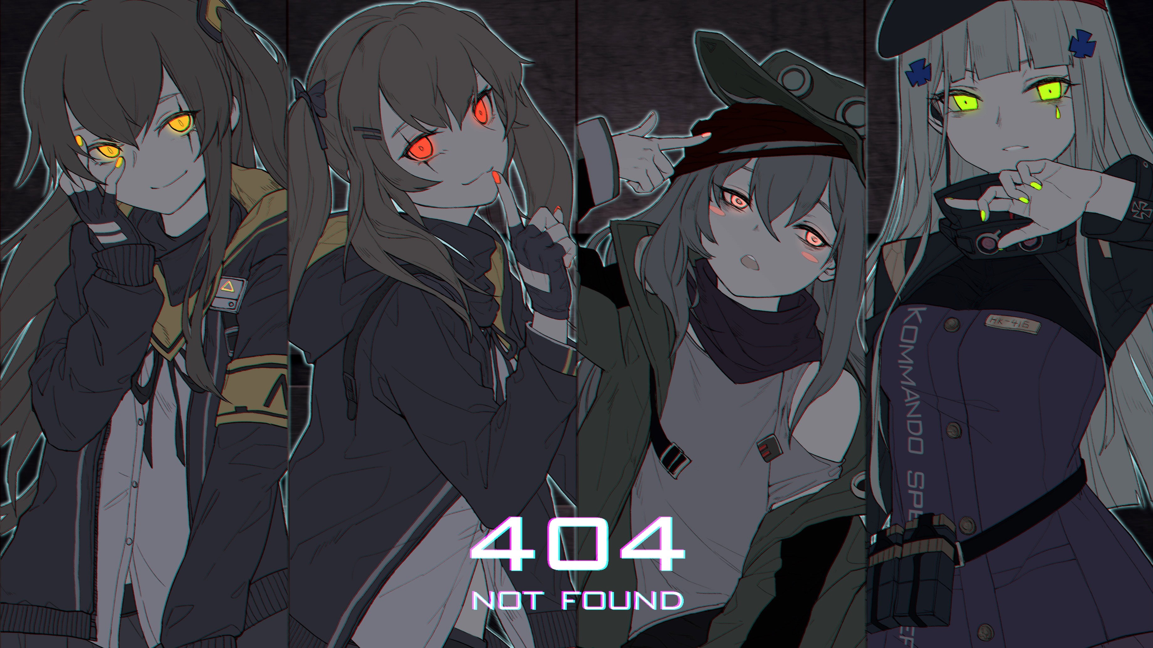 404 Not Found, glowing eyes, Girls Frontline, 2K, anime girls, HD Wallpaper