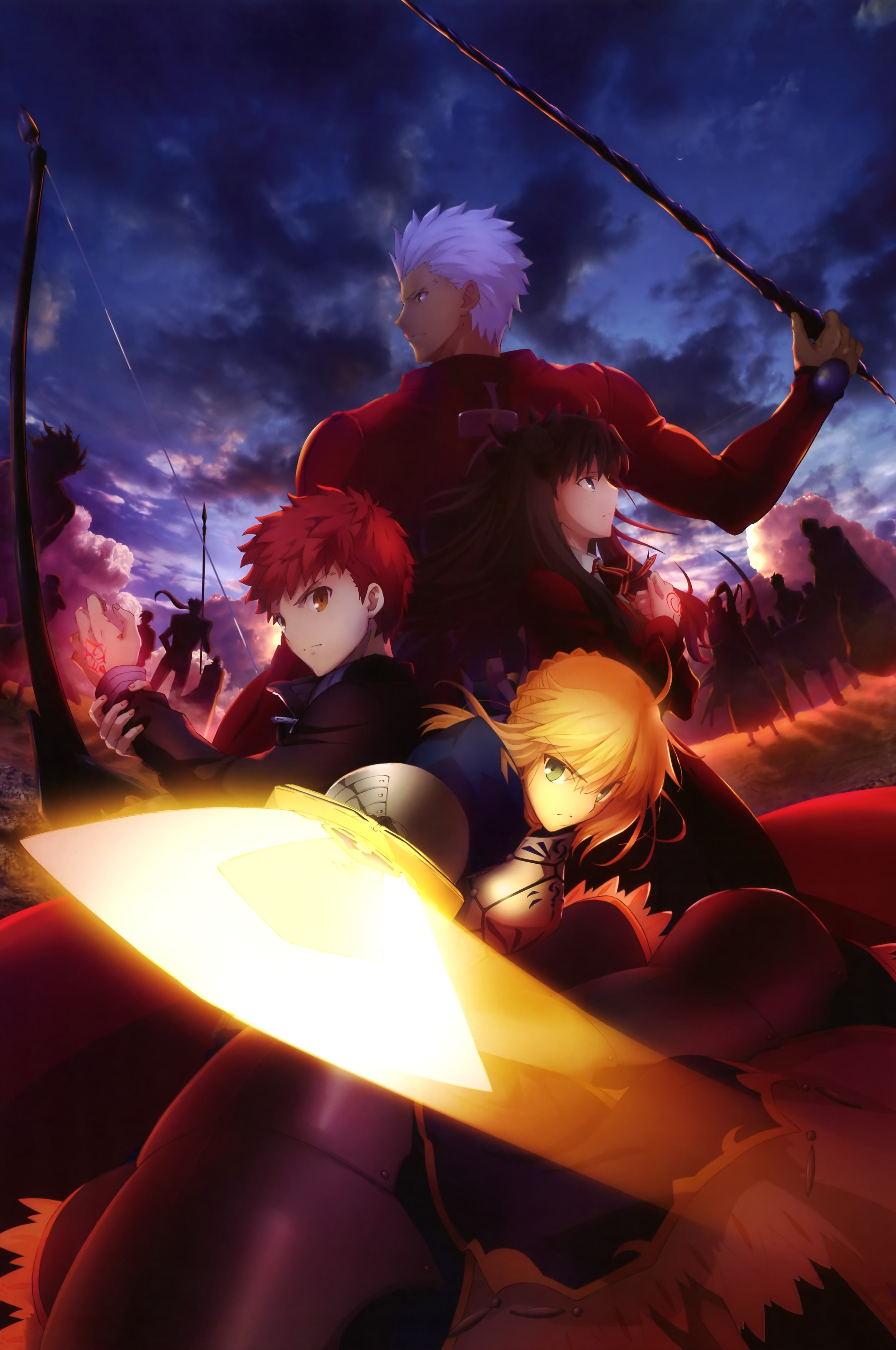 untitled, togetherness, cloud - sky, event, activity, small group of people, young adult, motion, Saber, Shirou Emiya, group of people, arts culture and entertainment, Phone HD Wallpaper