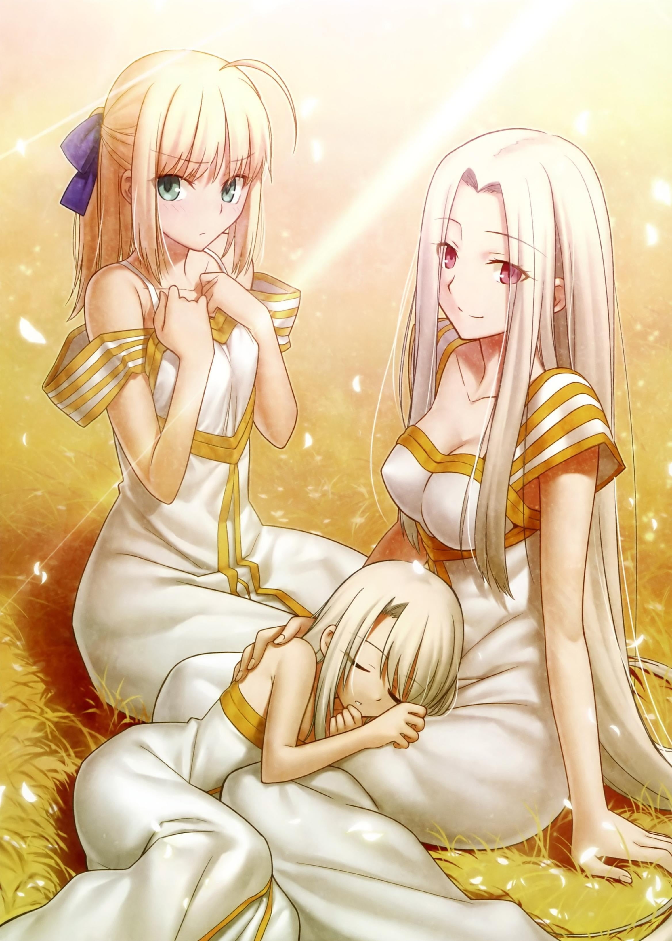 Fate/Zero, women, digital, 2K, Fate Series, Illyasviel von Einzbern, female likeness, human representation, silver colored, gold, belief, representation, Phone HD Wallpaper