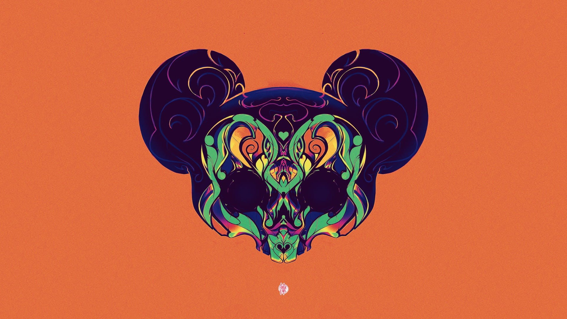 representation, 1080P, ceiling, studio shot, design, wall - building feature, skull, animal representation, craft, art and craft, heart shape, orange color, HD Wallpaper