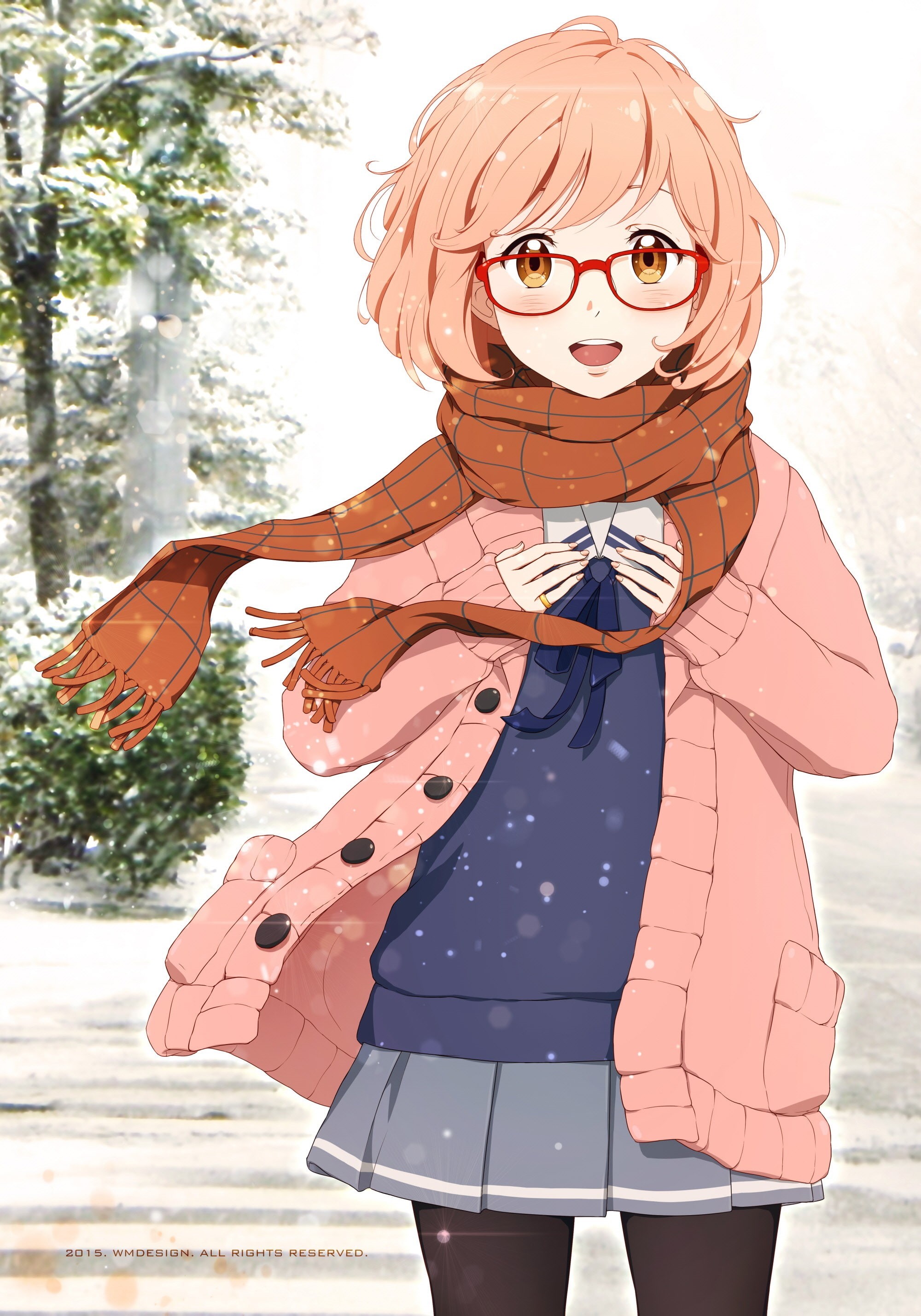 Kyoukai no Kanata, nature, creativity, three quarter length, smiling, portrait, holding, anime girls, standing, anime, day, females, representation, fun, Phone HD Wallpaper