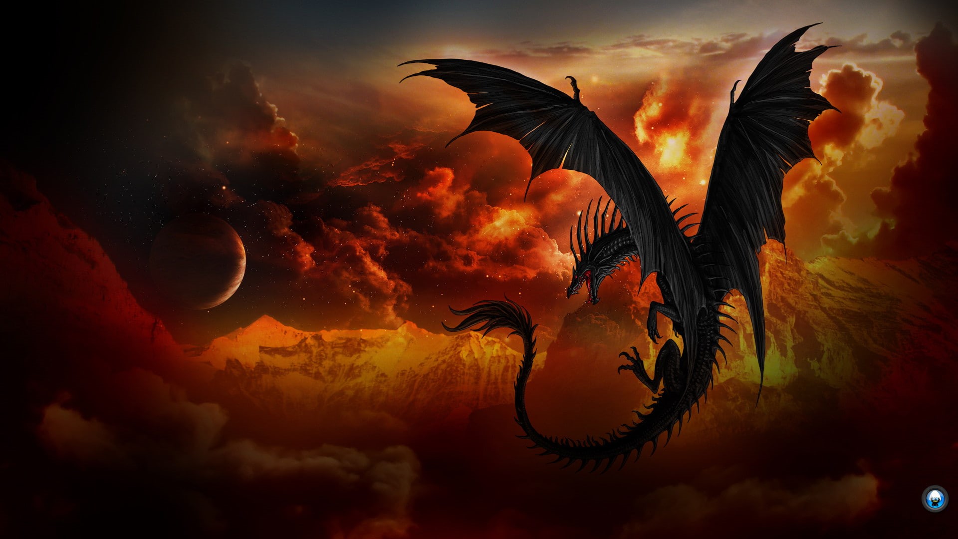 HD wallpaprs, cloud, Fantasy, 1080P, 1920x1080, planet, dragon, HD Wallpaper