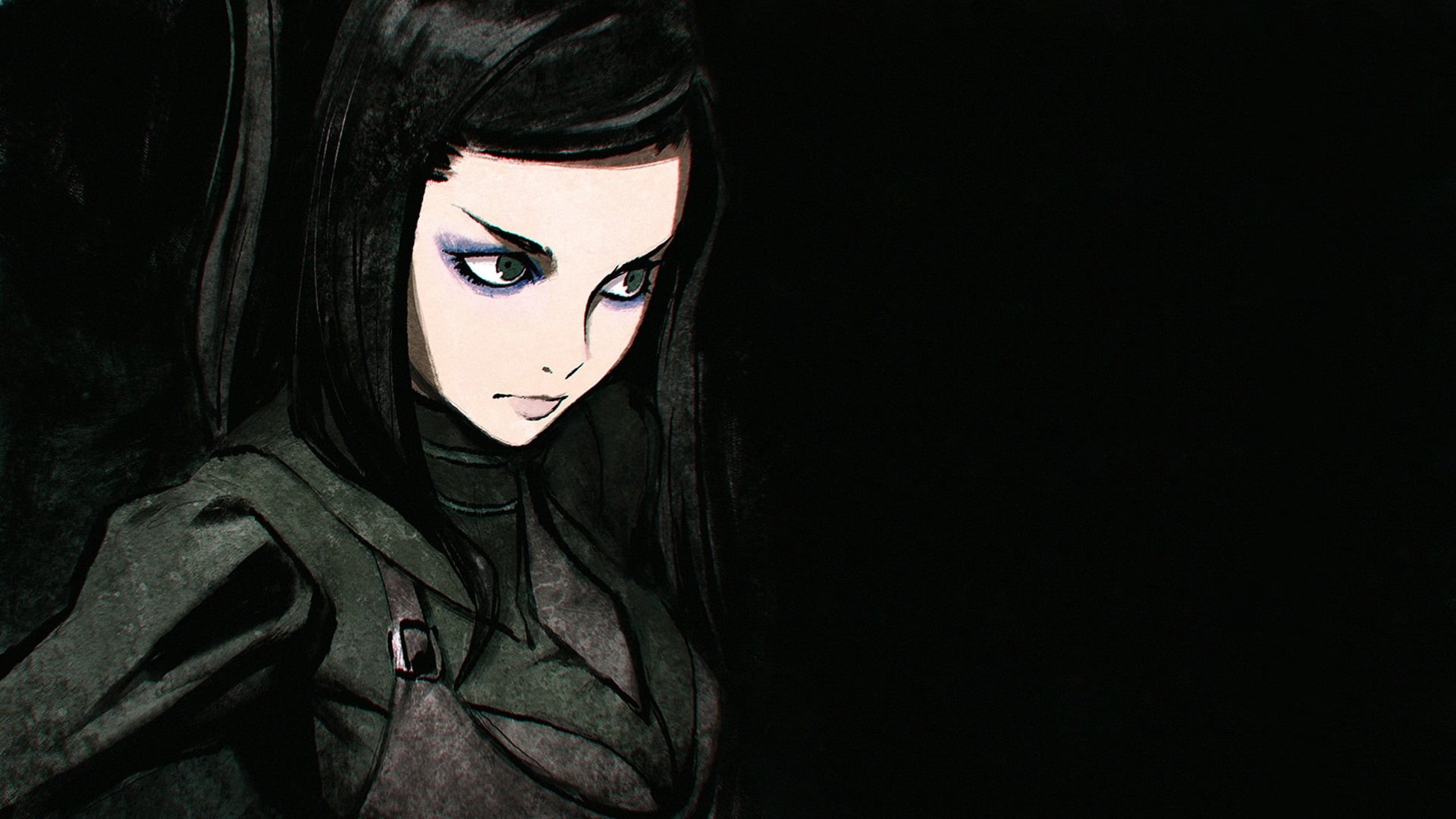 headshot, Ilya Kuvshinov, ergo, character, leisure activity, one person, illustration, anime, portrait, dark, real people, Lil Mayer, black background, HD Wallpaper